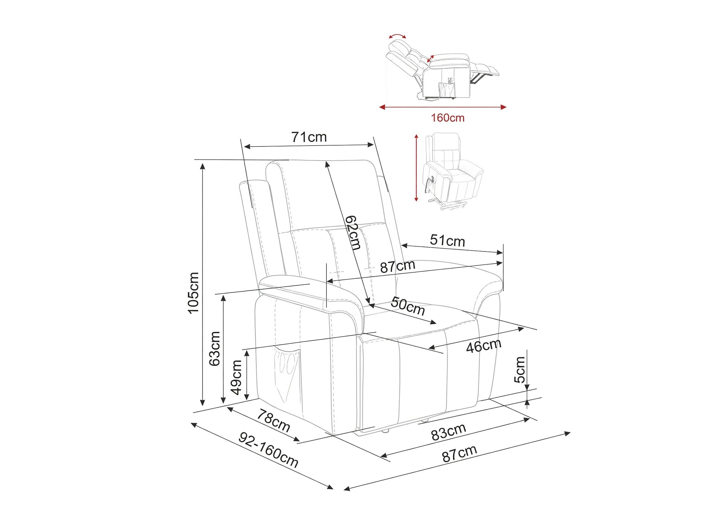 Fotoliu recliner Detroit 1042 (Gri)