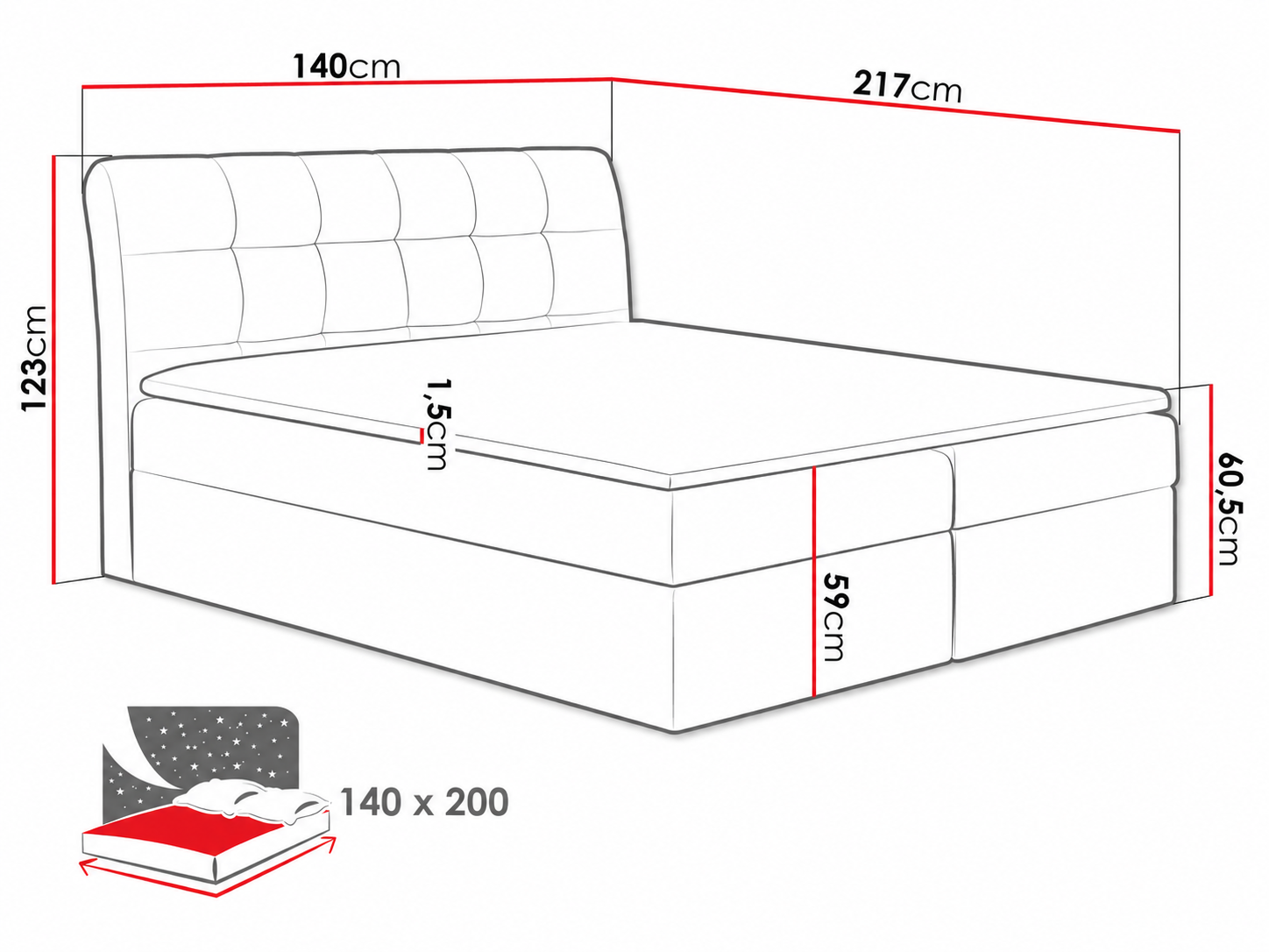 Pat boxspring Campania (Soft 029)