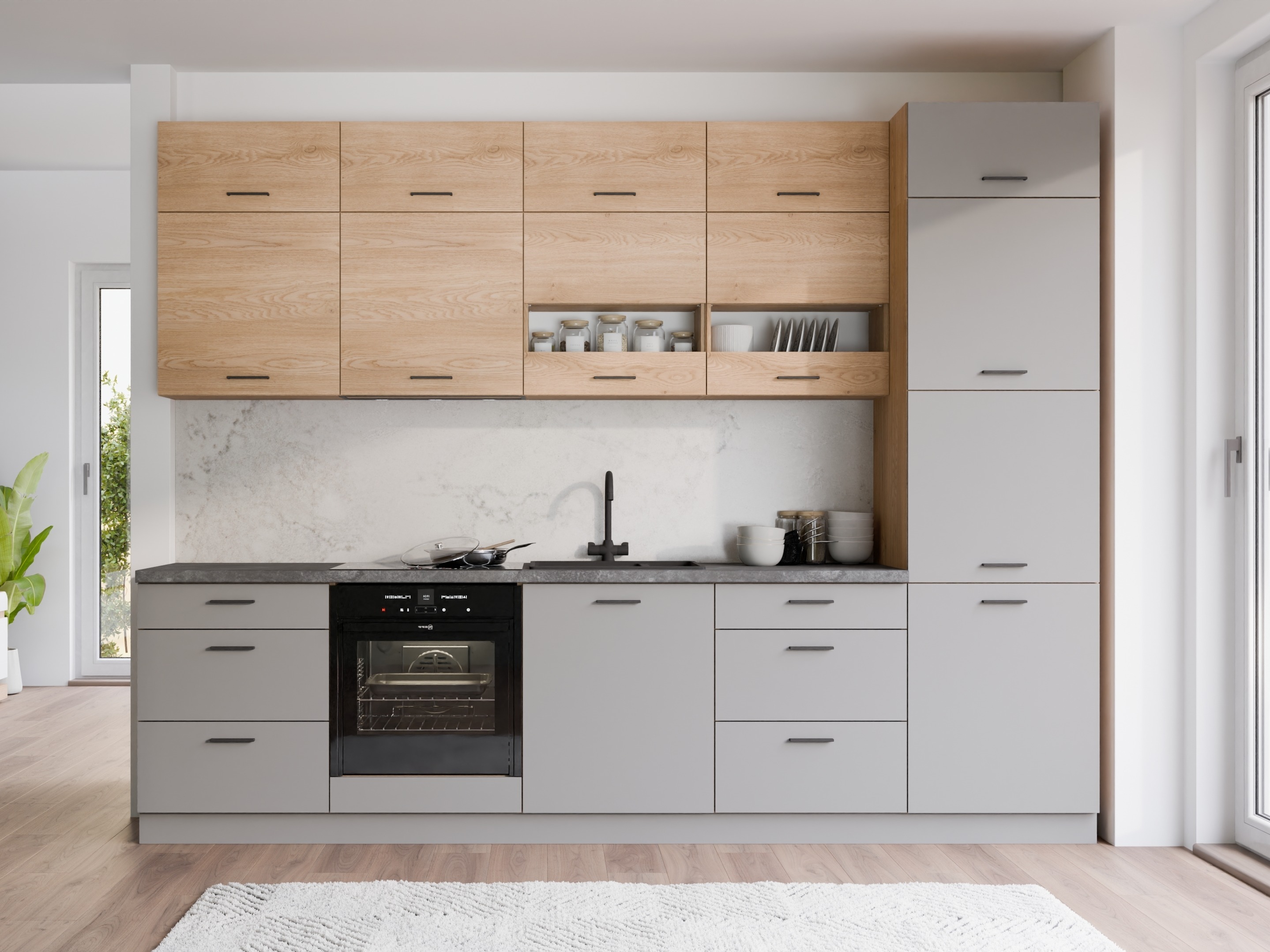Dulap modular cu uși pentru chiuvetă Ati Grey Artisan 103