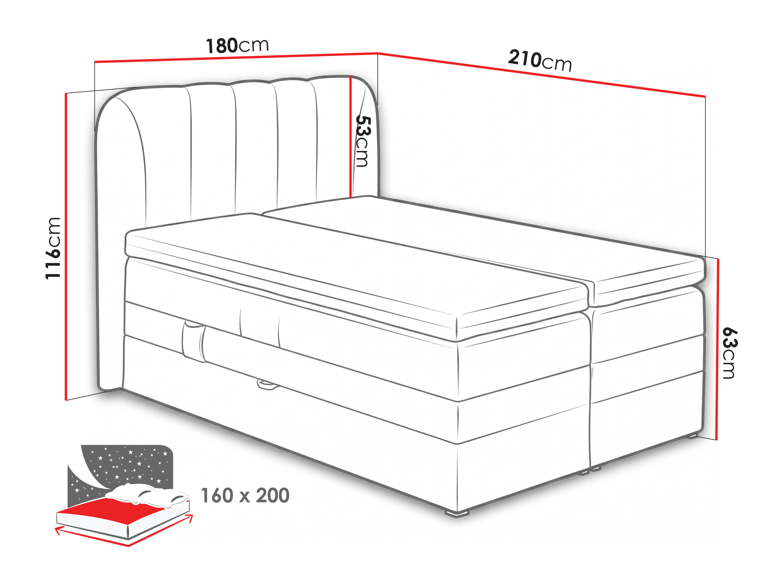 Pat boxspring Norman 127 (Maro gri)