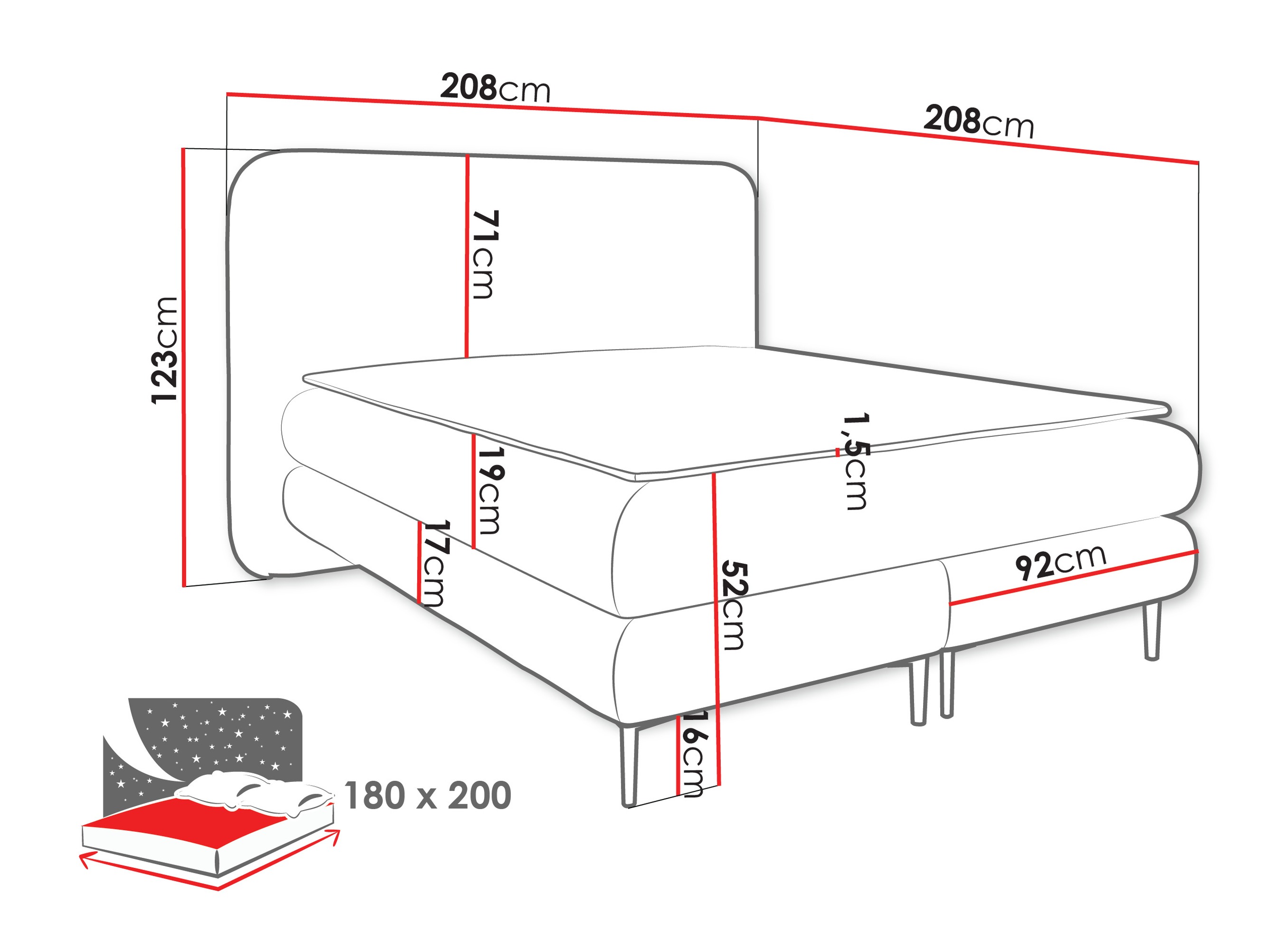 Pat boxspring Fructis (Nazar 225.01)