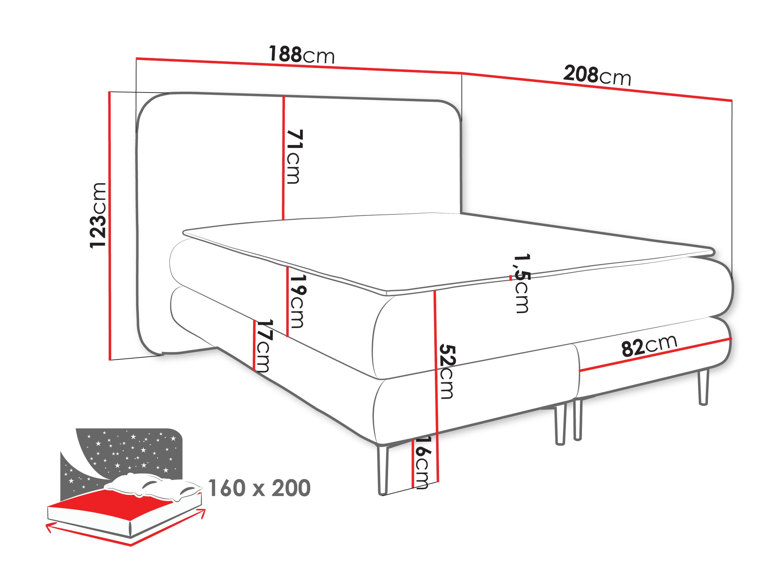 Pat boxspring Fructis (Nazar 225.02)