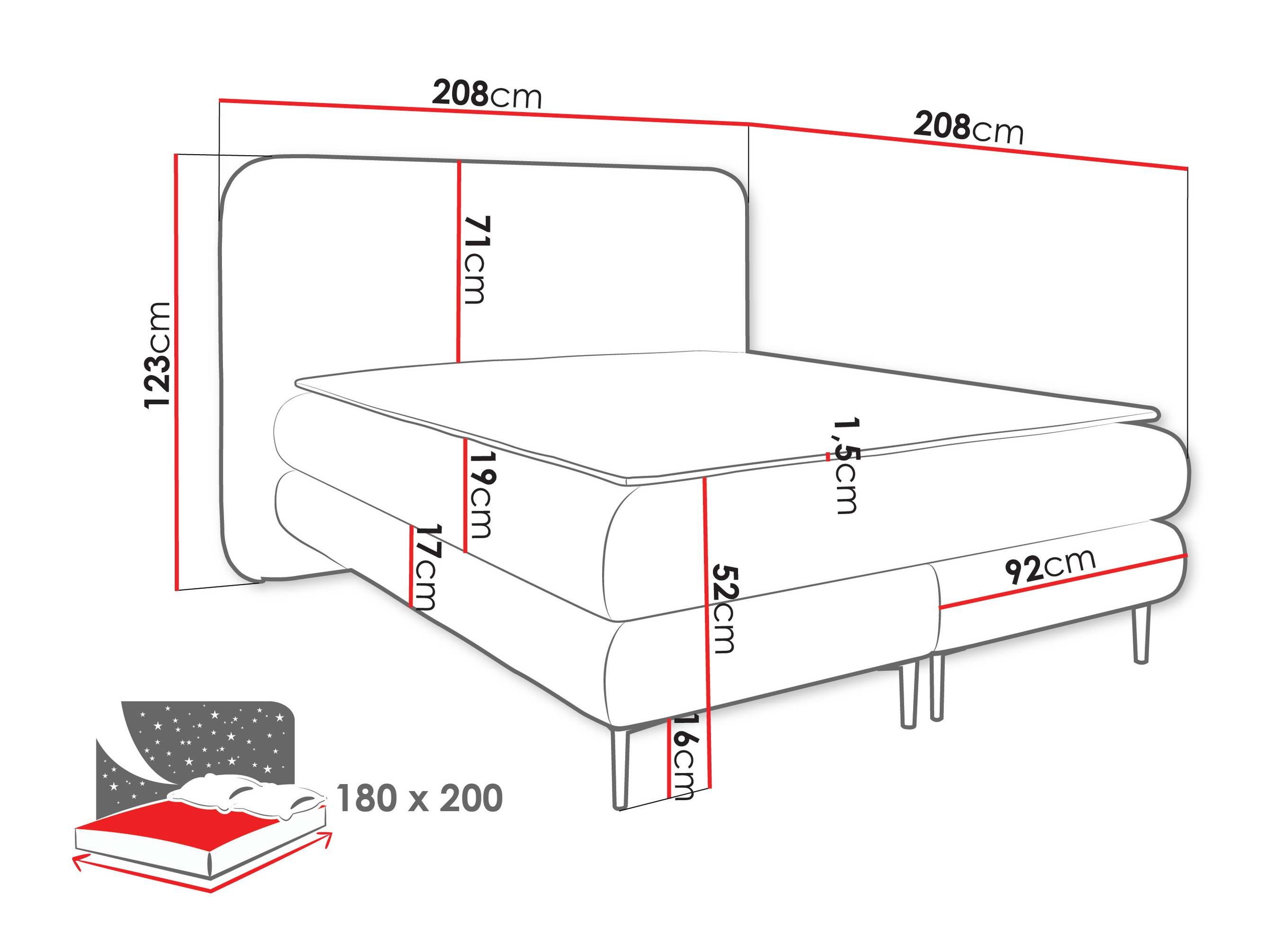 Pat boxspring Fructis (Nazar 225.05)