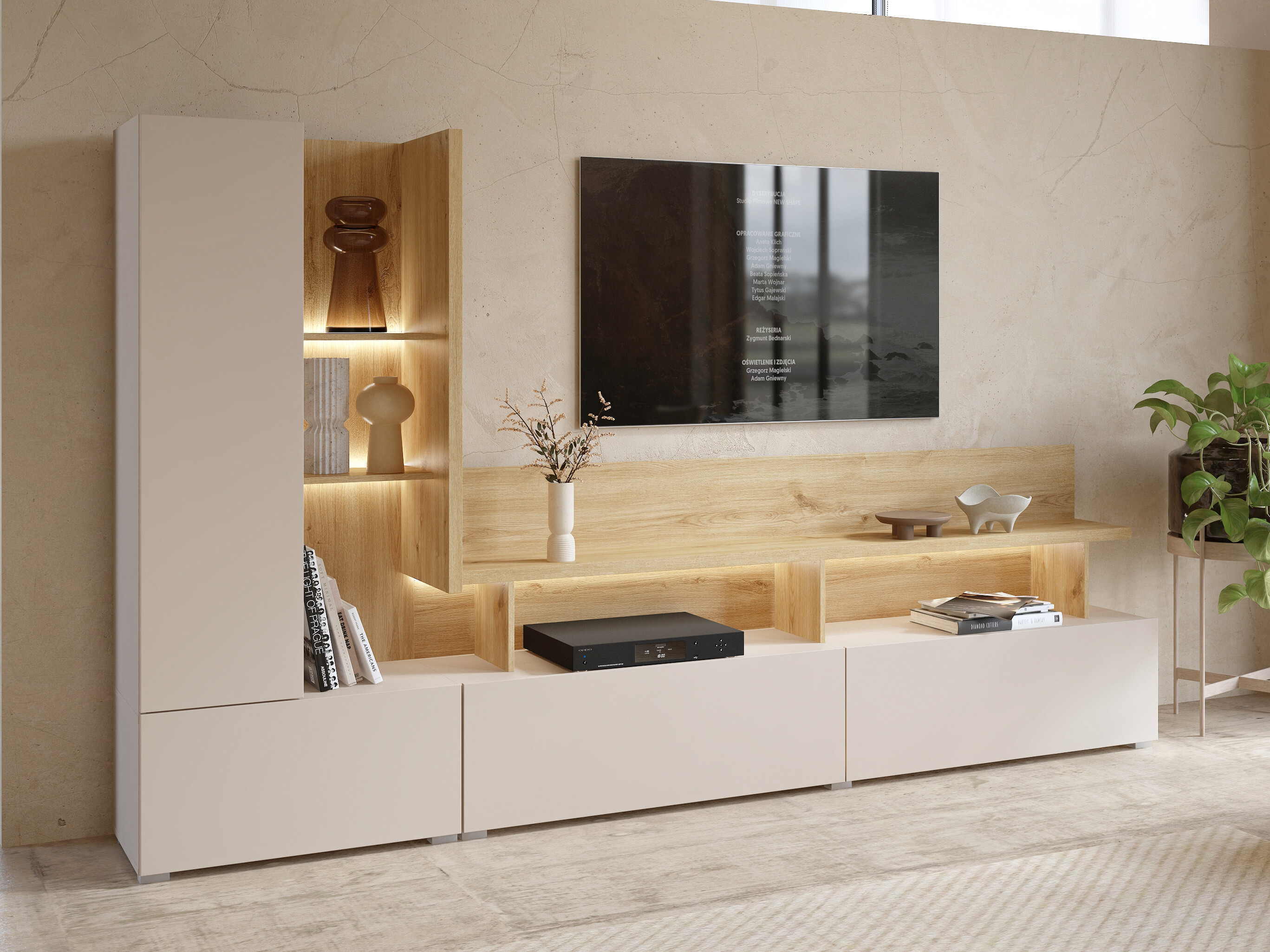 Set de living Virvele 101 (Cașmir + Stejar deschis)