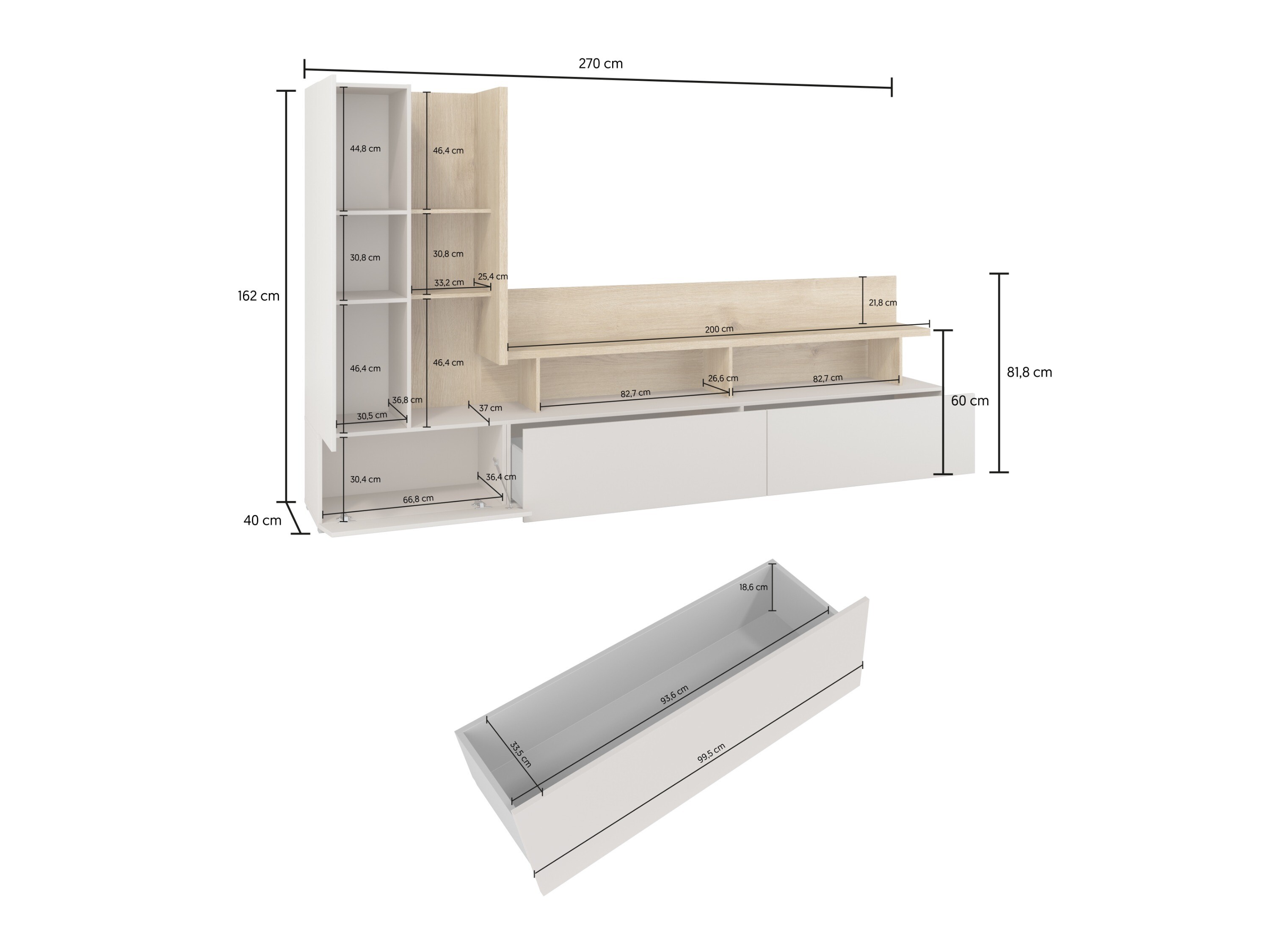 Set de living Virvele 101 (Cașmir + Stejar deschis)