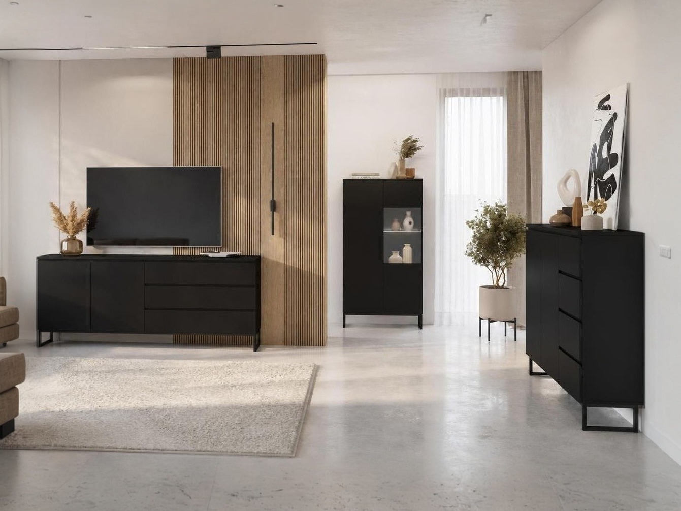 Set de living Velsora 107 (Negru)