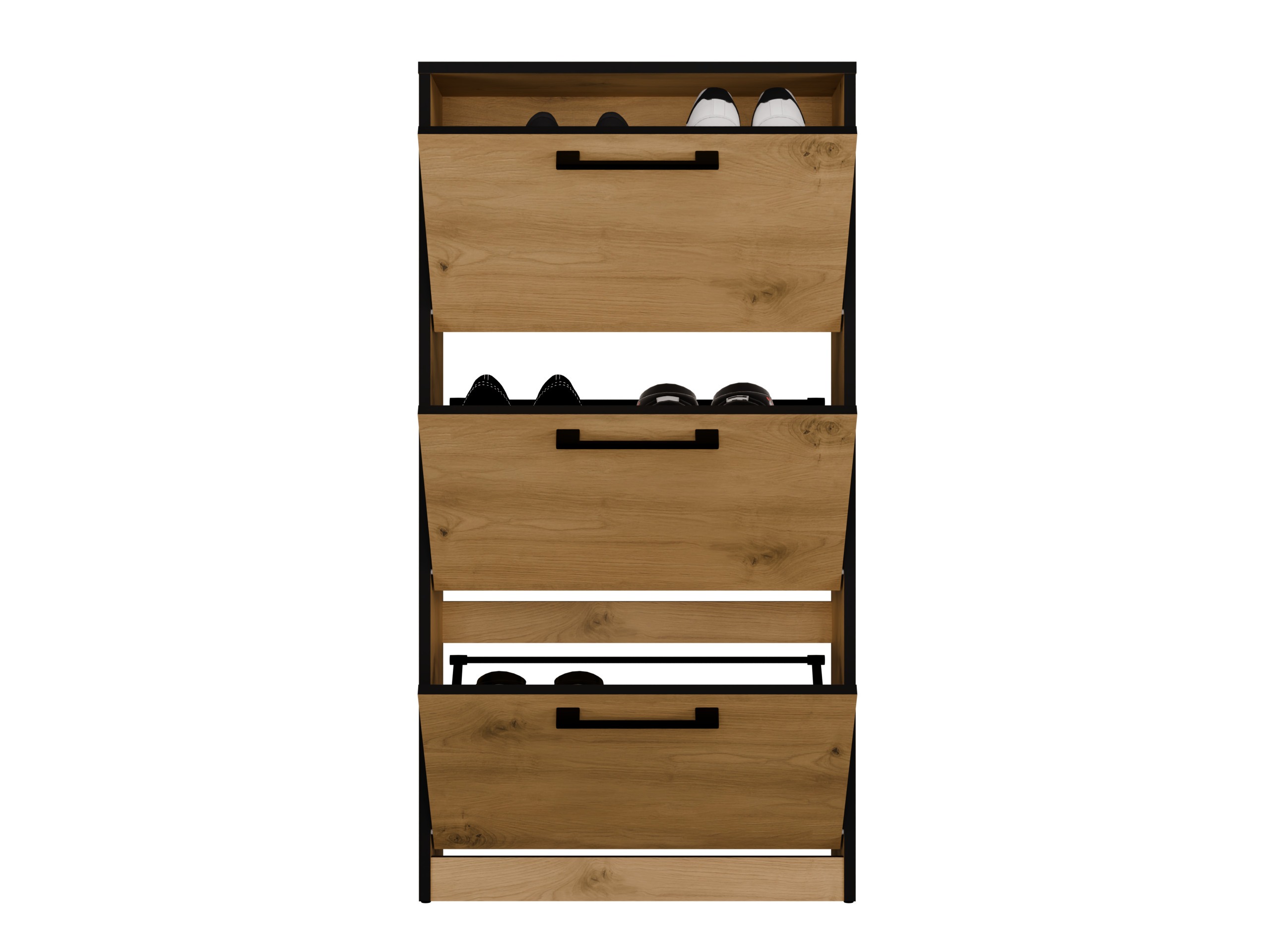 Dulap pantofi Mandeville 224 (Stejar artizan + Negru)