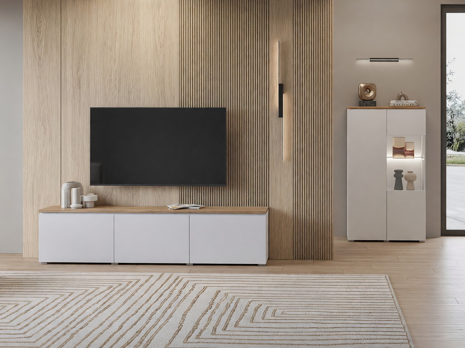 Set de living Baletu 114 (Alb + Stejar)