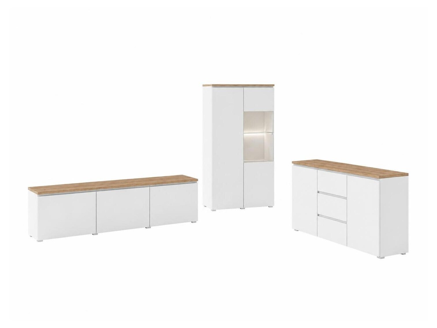 Set de living Baletu 114 (Alb + Stejar)