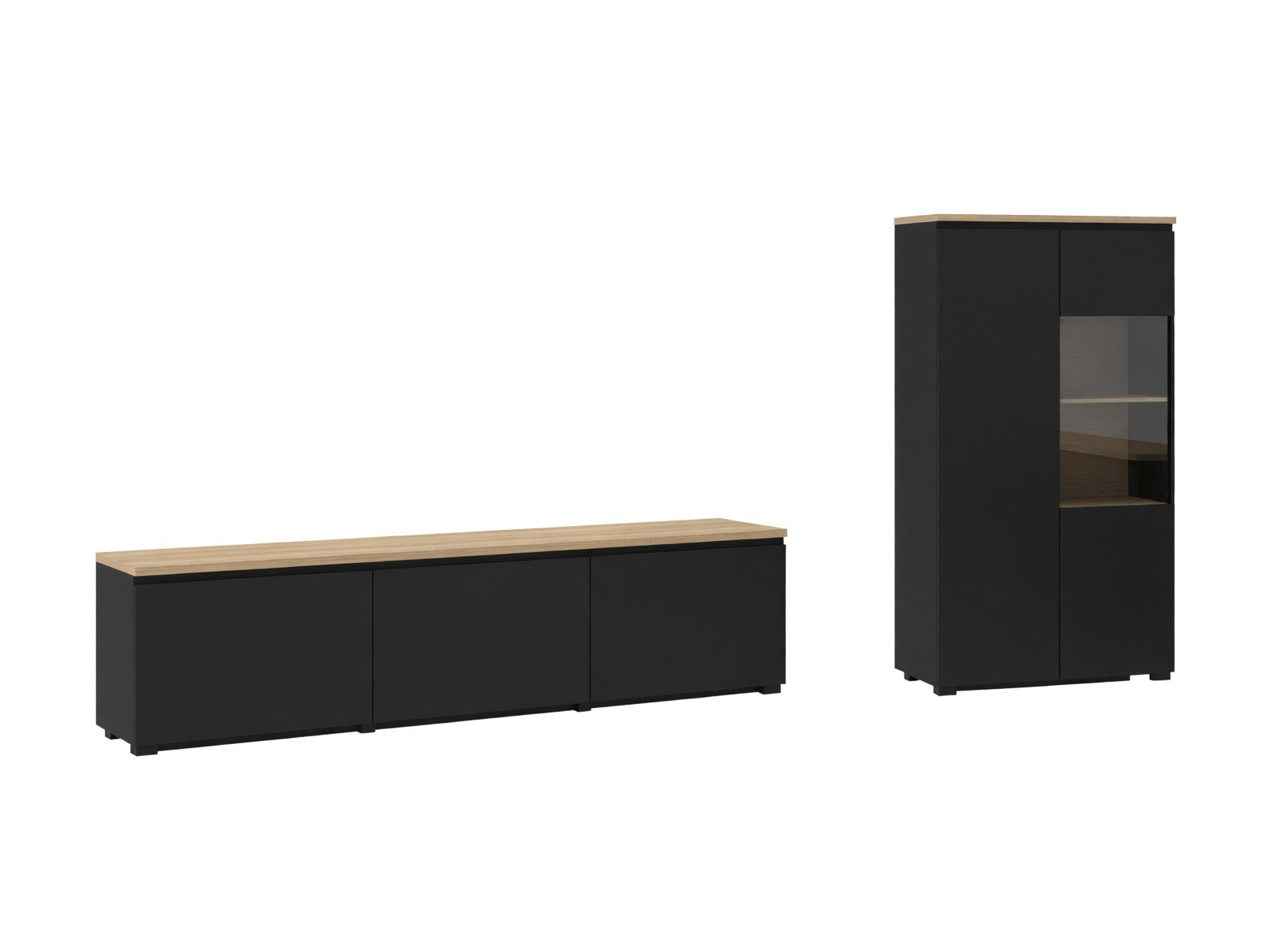 Set de living Baletu 114 (Negru + Stejar)