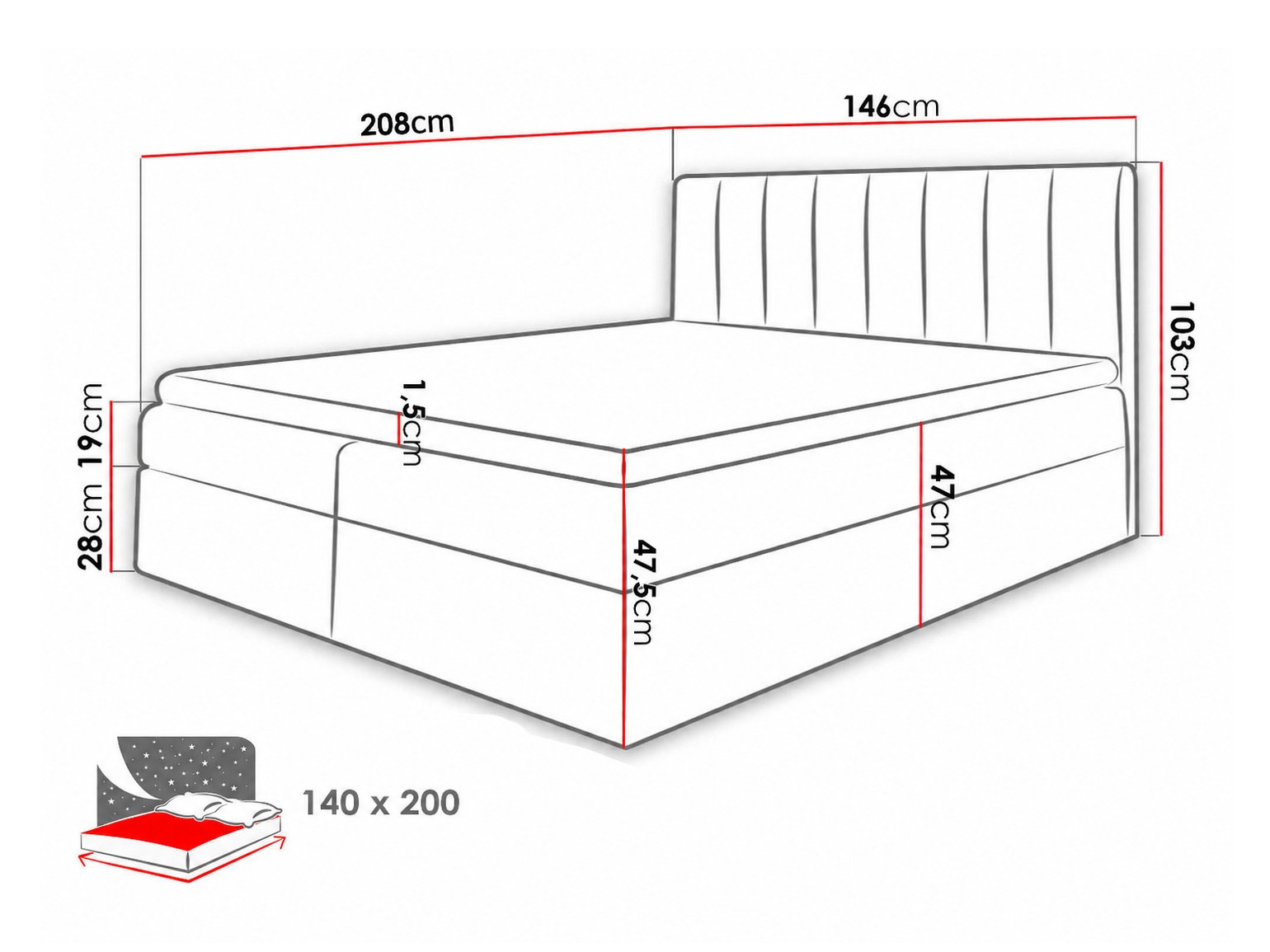 Pat boxspring Culina (Soft 011 + Ikar 01)