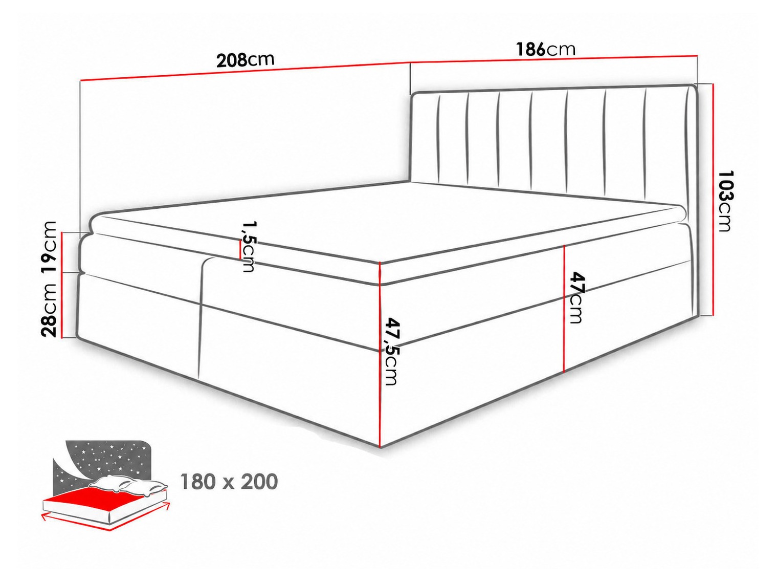 Pat boxspring Culina (Soft 011 + Ikar 01)