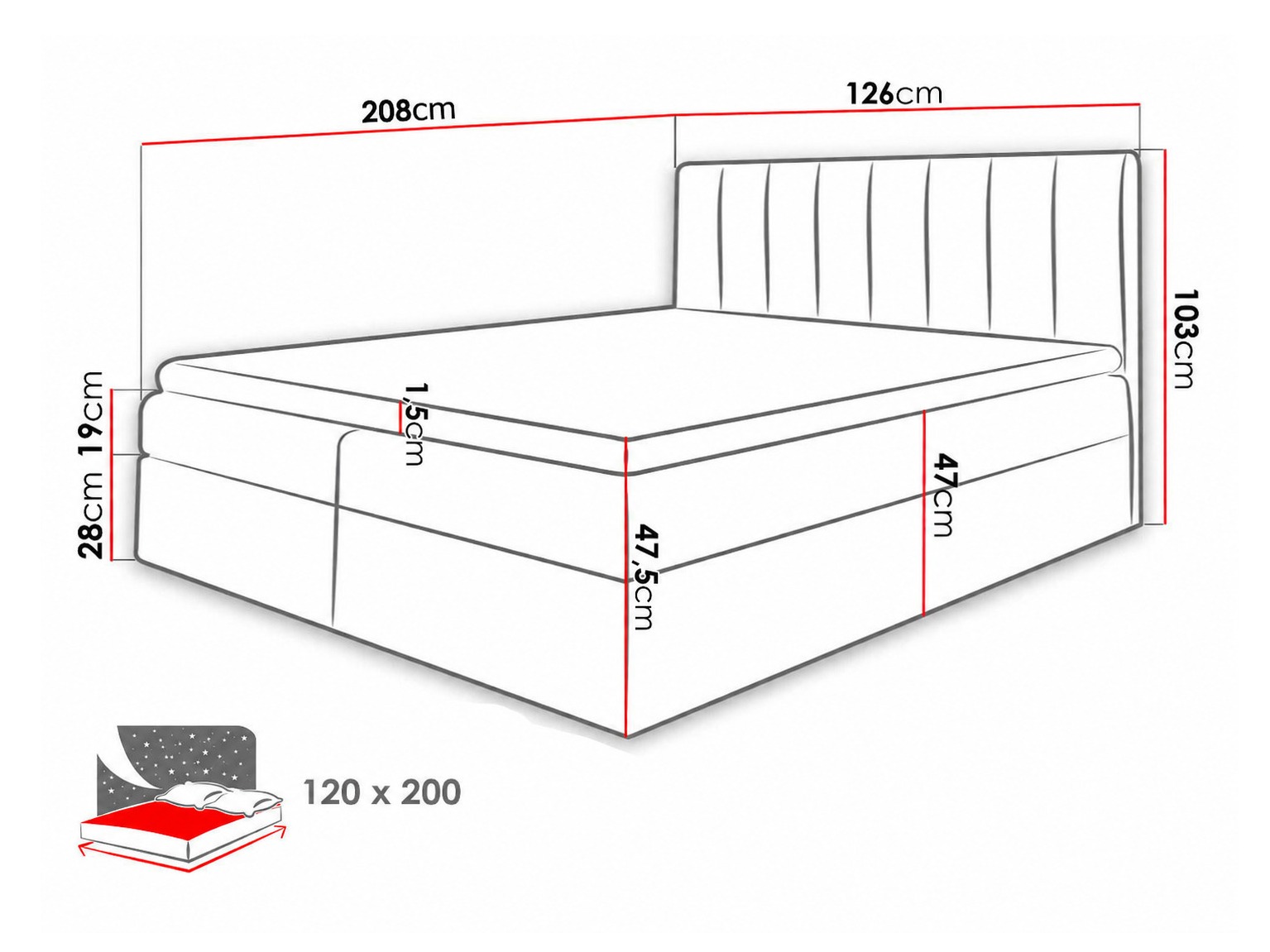 Pat boxspring Culina (Soft 017 + Ikar 09)