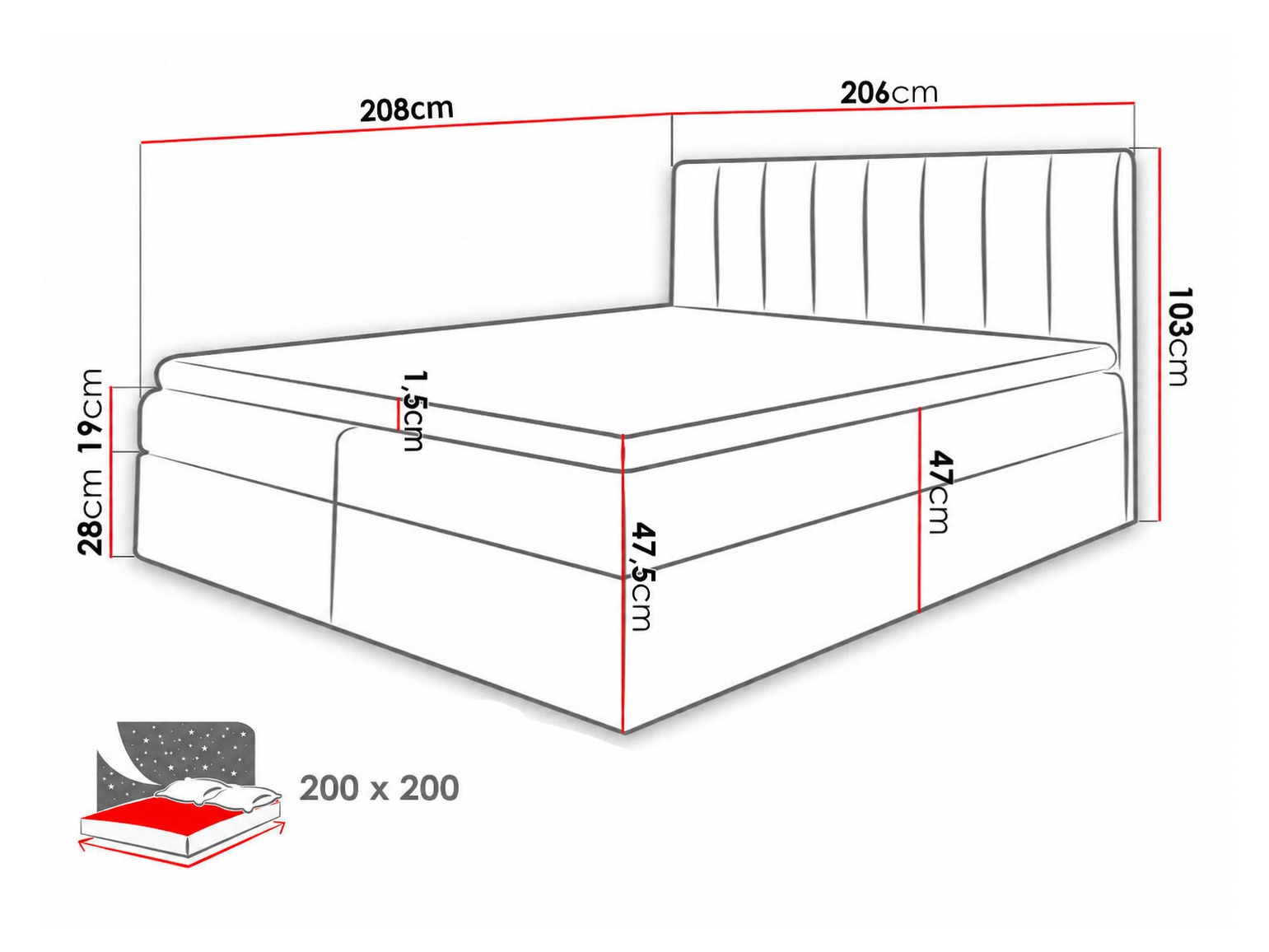 Pat boxspring Culina (Soft 017 + Ikar 09)