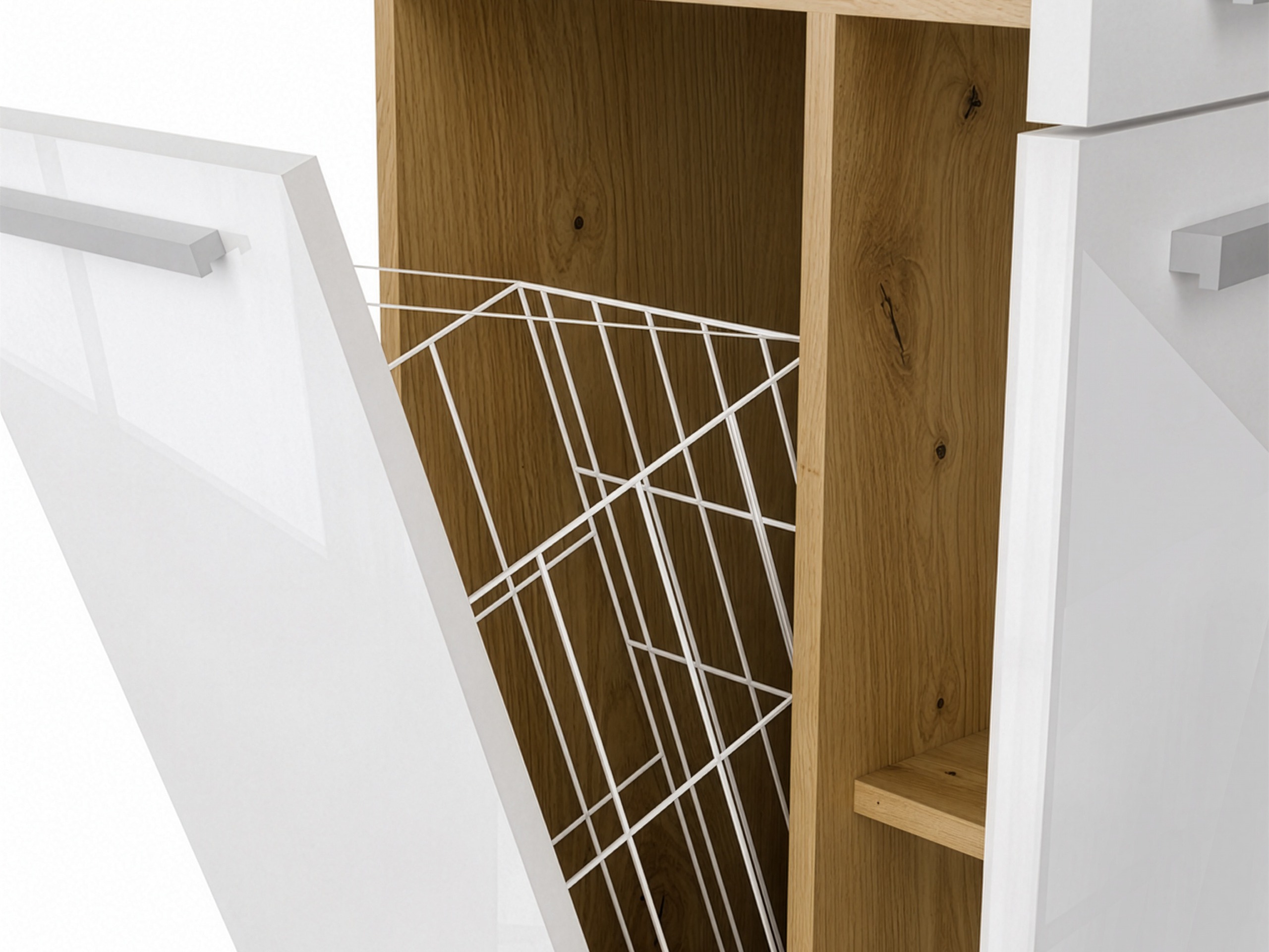 Cabinet de baie neancorat Nolmaru 100 (Stejar artizan + Alb lucios)