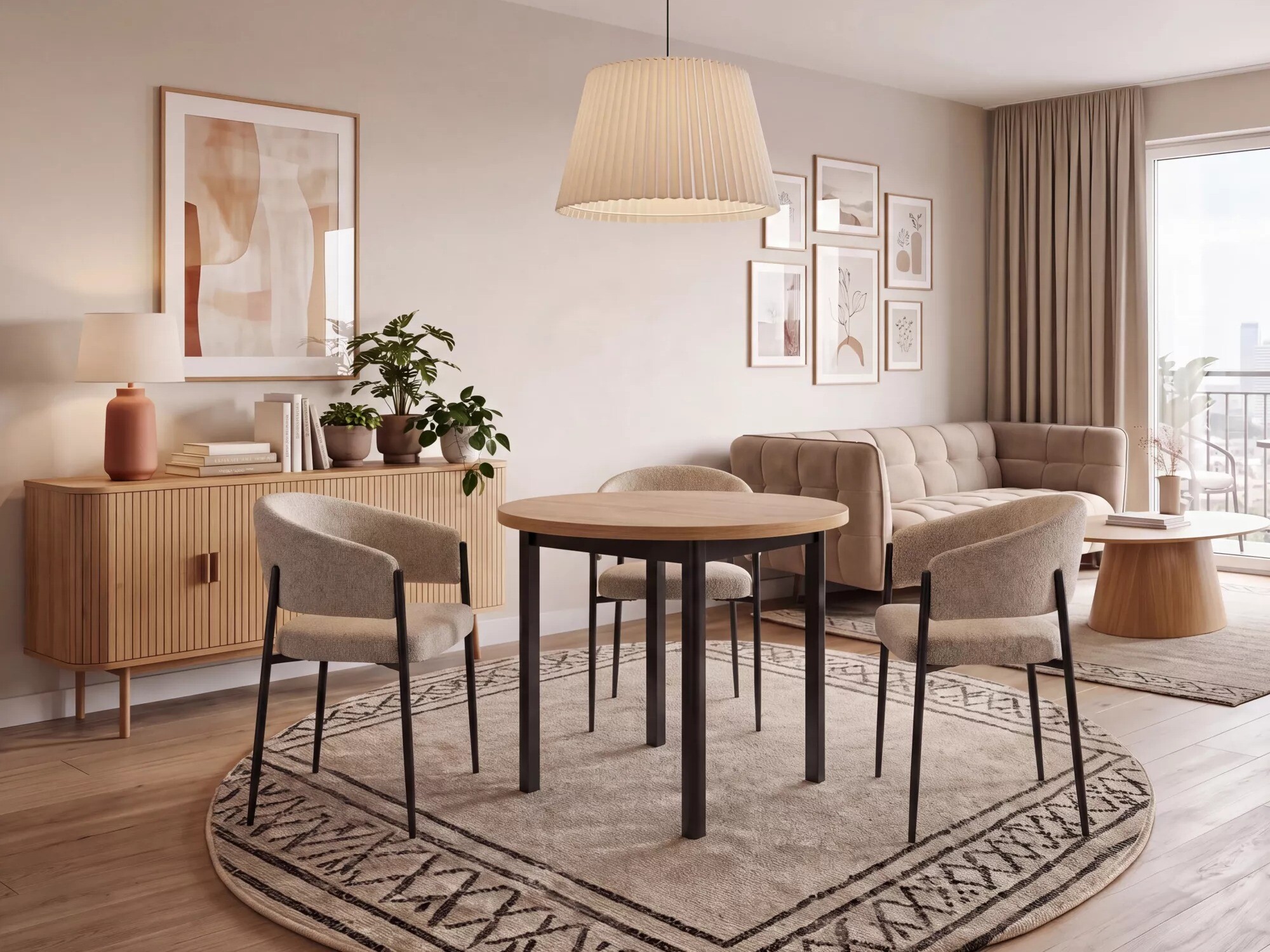 Scaun Detroit 1053 (Bej + Mat Negru)