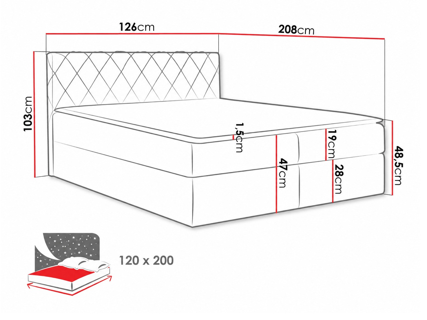 Pat boxspring Genus (Velluto 3)