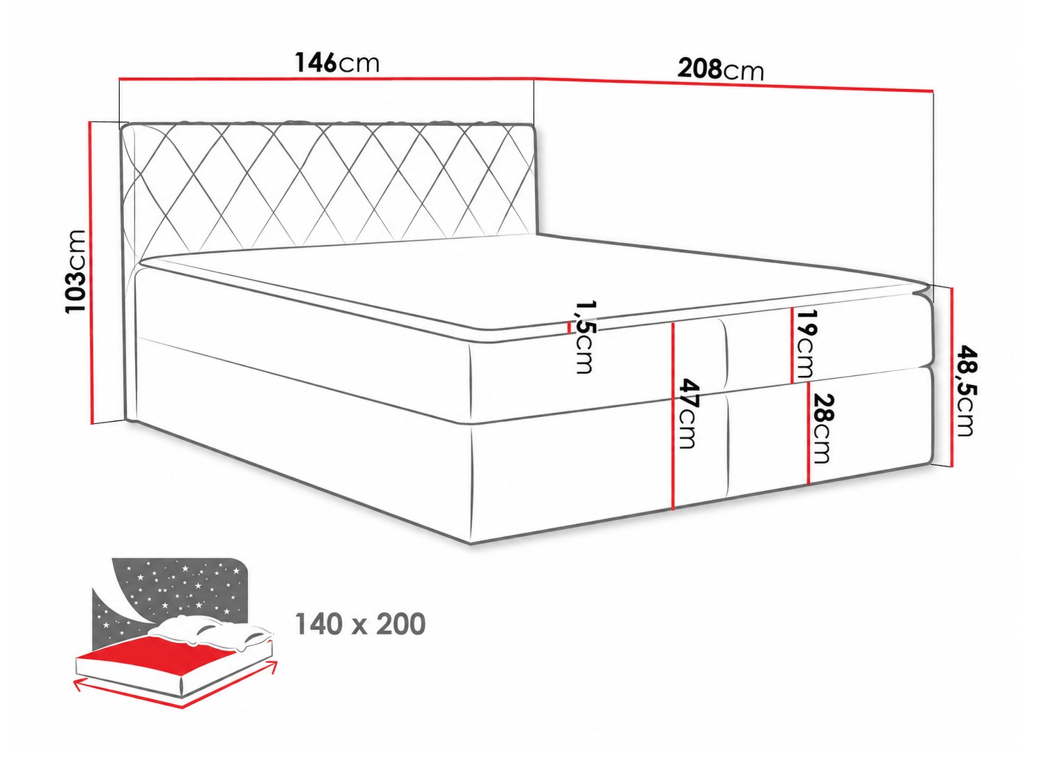 Pat boxspring Genus (Velluto 3)