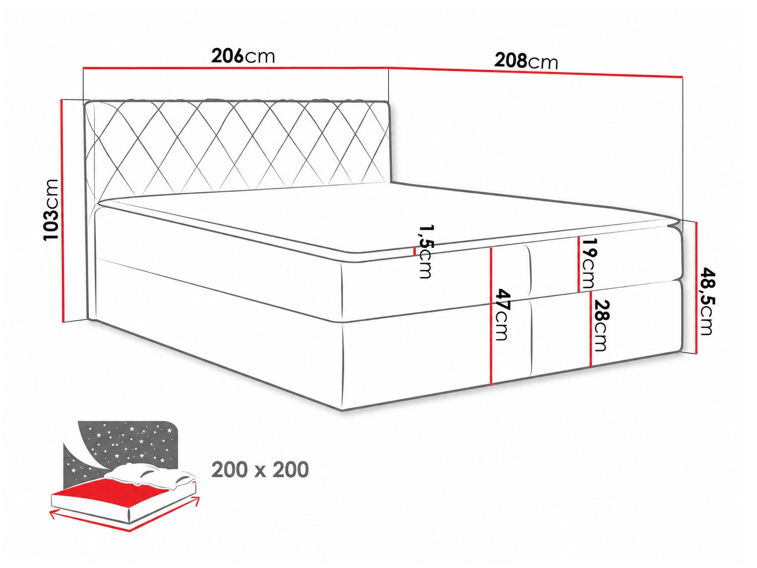 Pat boxspring Genus (Velluto 3)