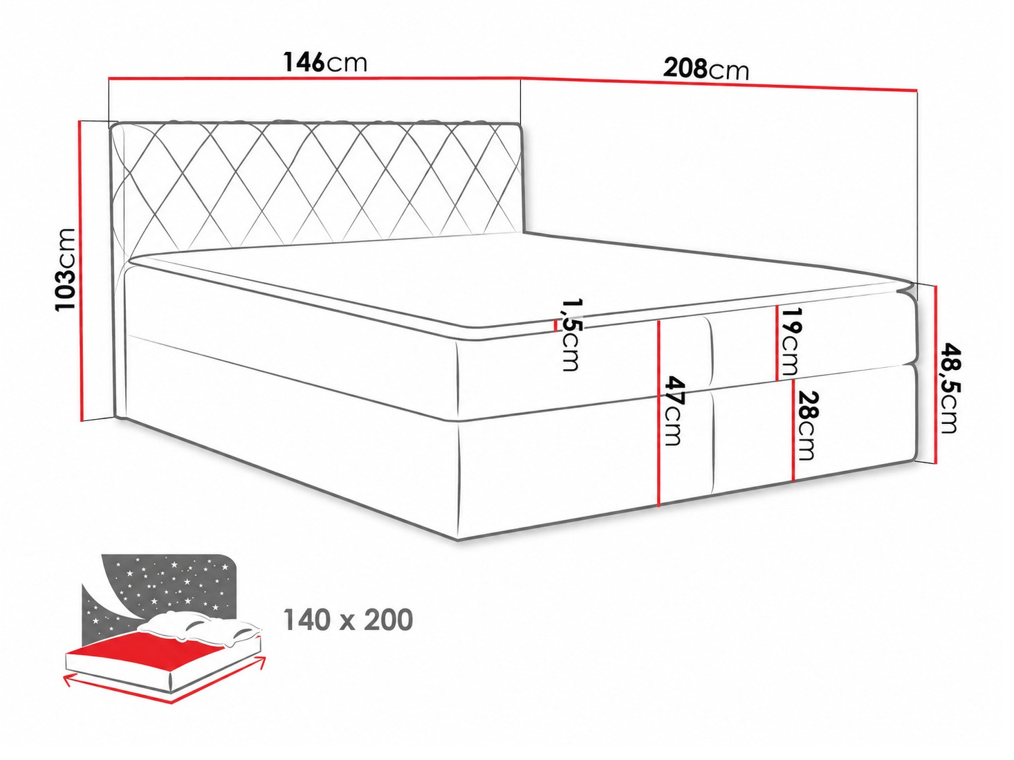 Pat boxspring Genus (Velluto 7)