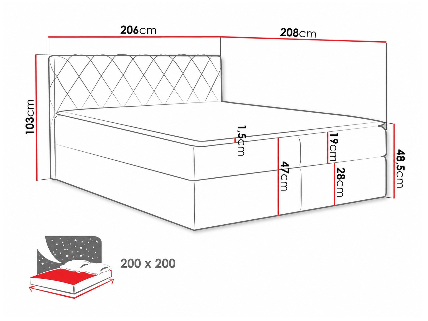 Pat boxspring Genus (Velluto 7)