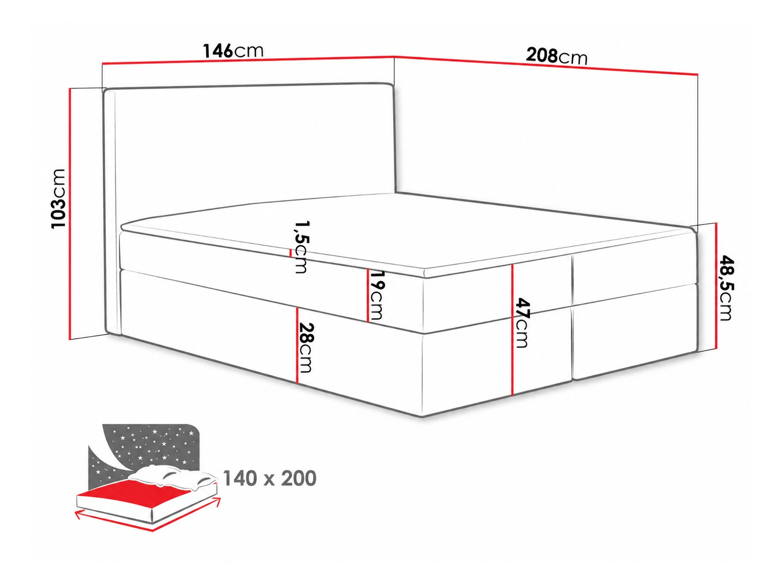 Pat boxspring Nix (Velluto 10)