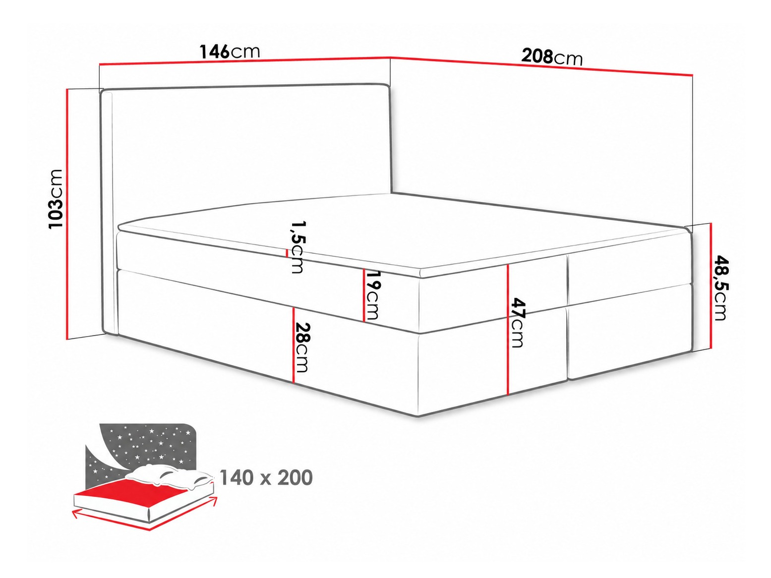 Pat boxspring Nix (Velluto 11)