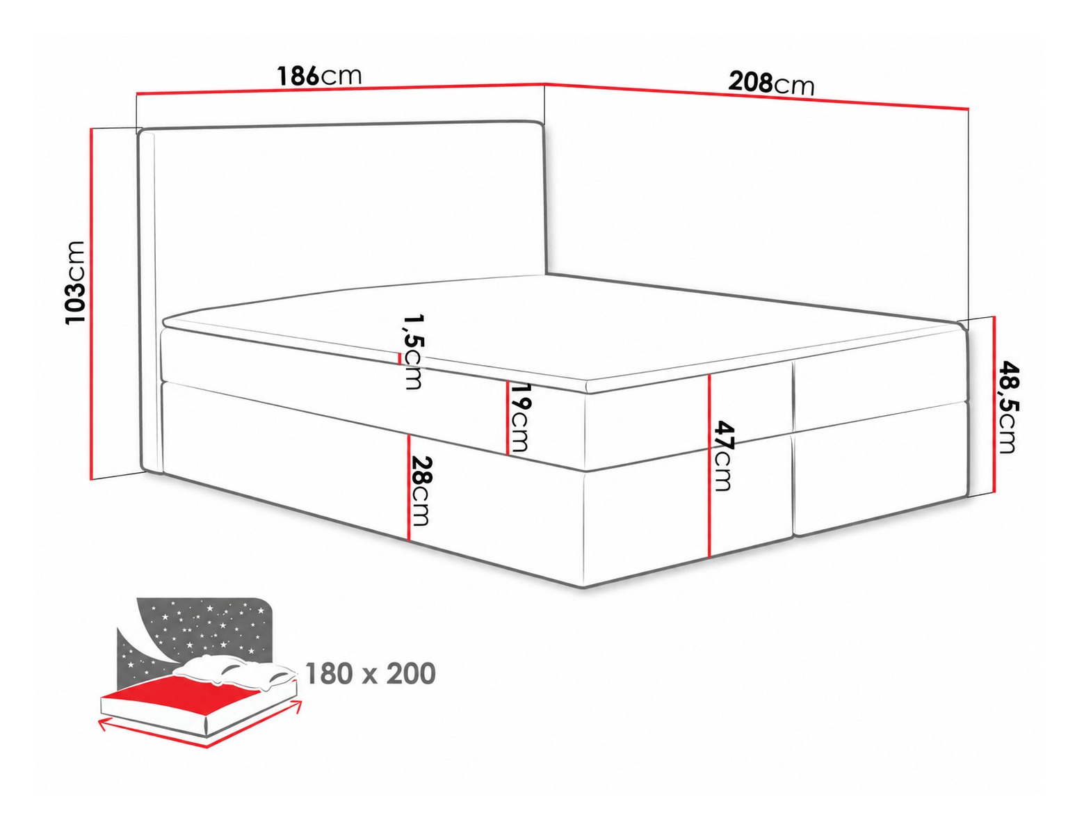 Pat boxspring Nix (Velluto 11)