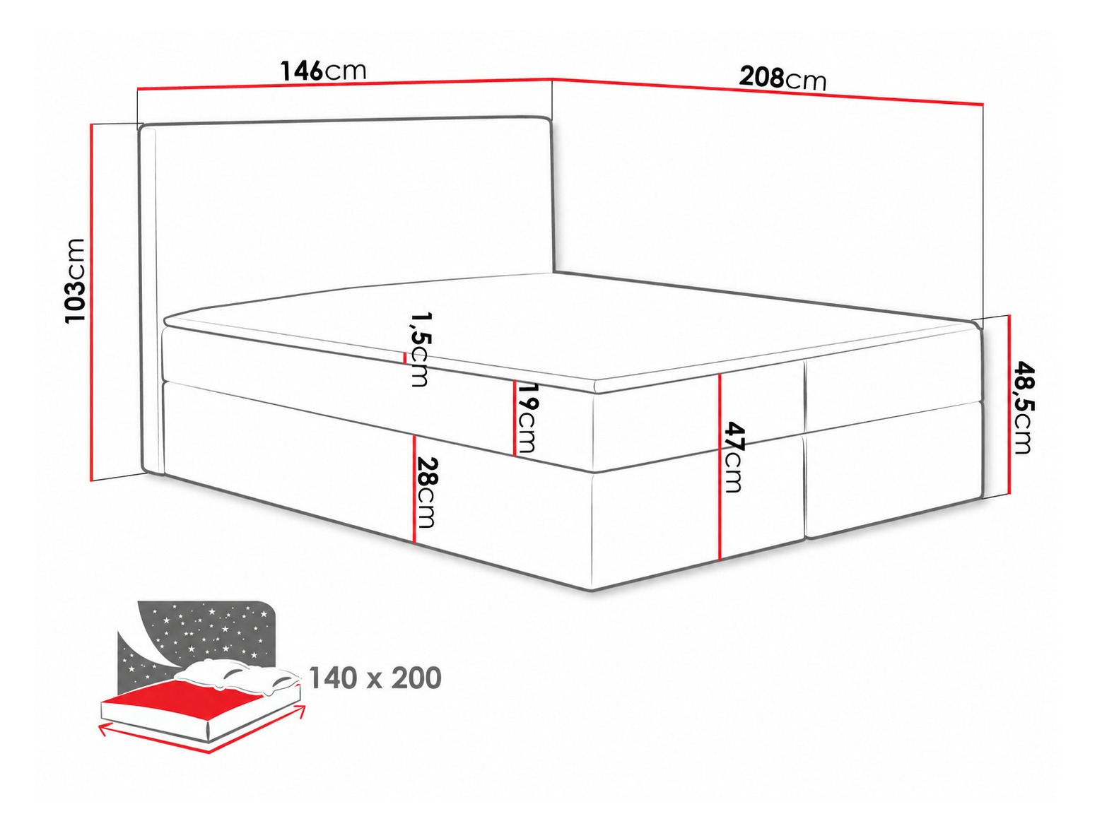 Pat boxspring Nix (Velluto 14)