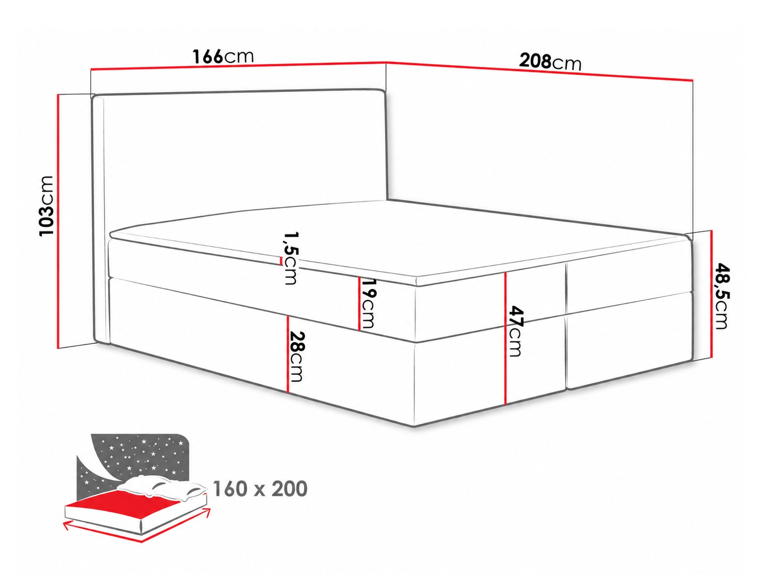 Pat boxspring Nix (Velluto 14)