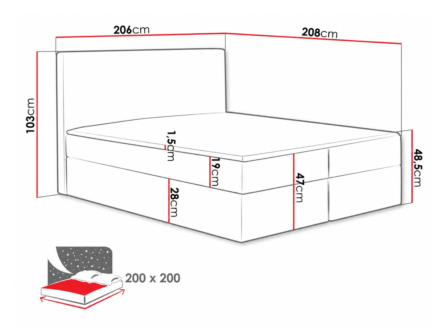 Pat boxspring Nix (Velluto 14)