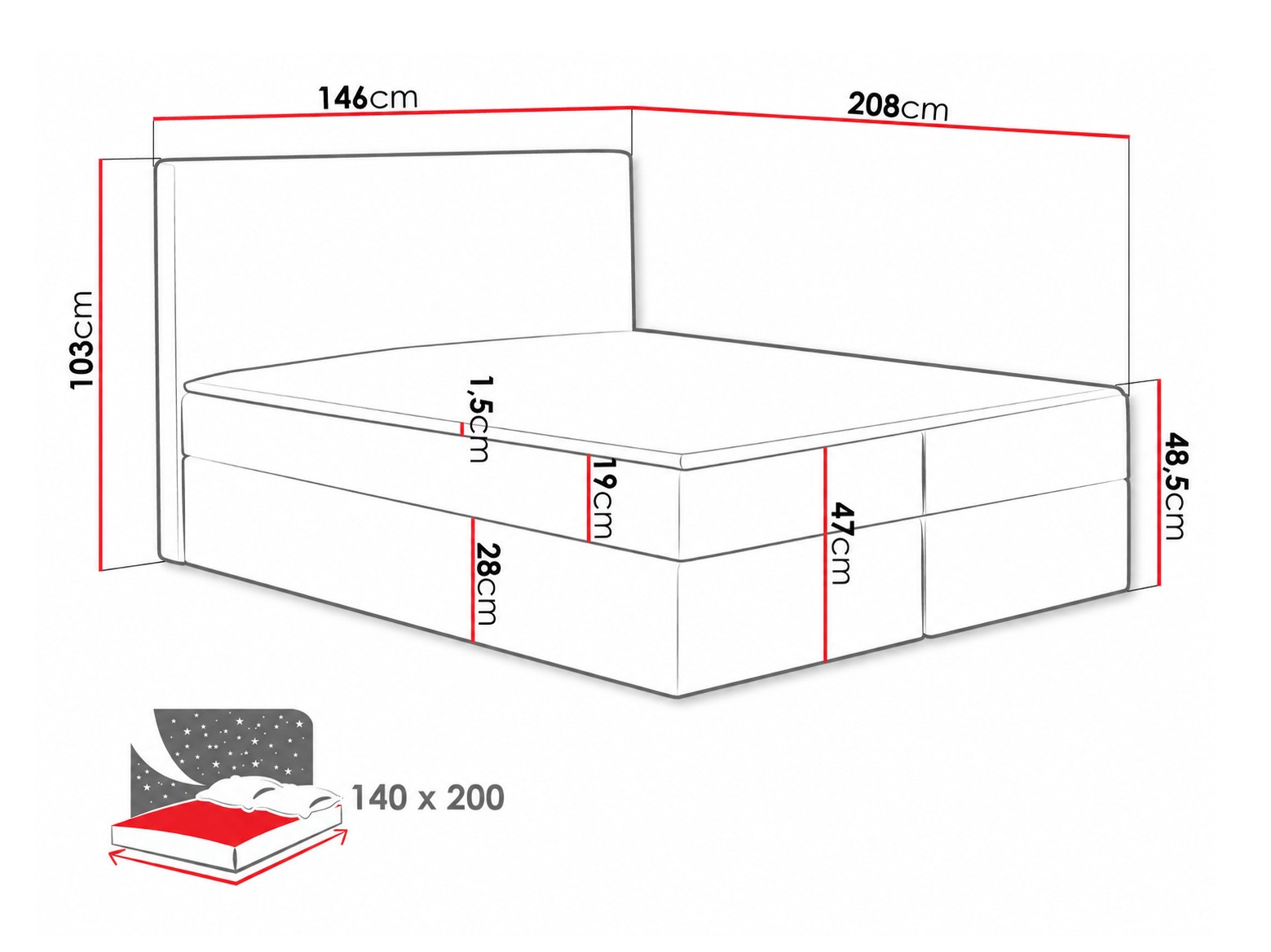 Pat boxspring Nix (Velluto 16)