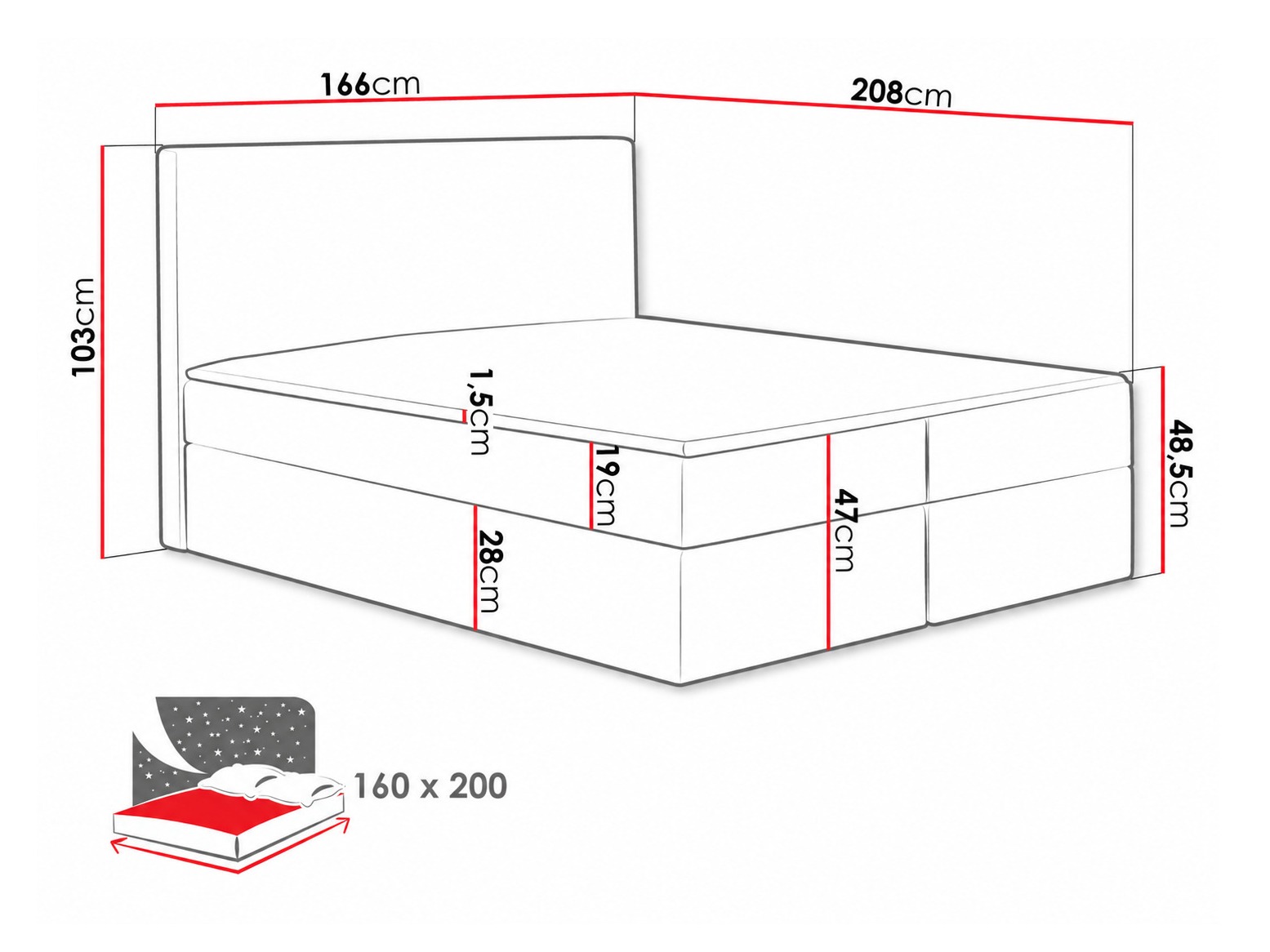 Pat boxspring Nix (Velluto 16)