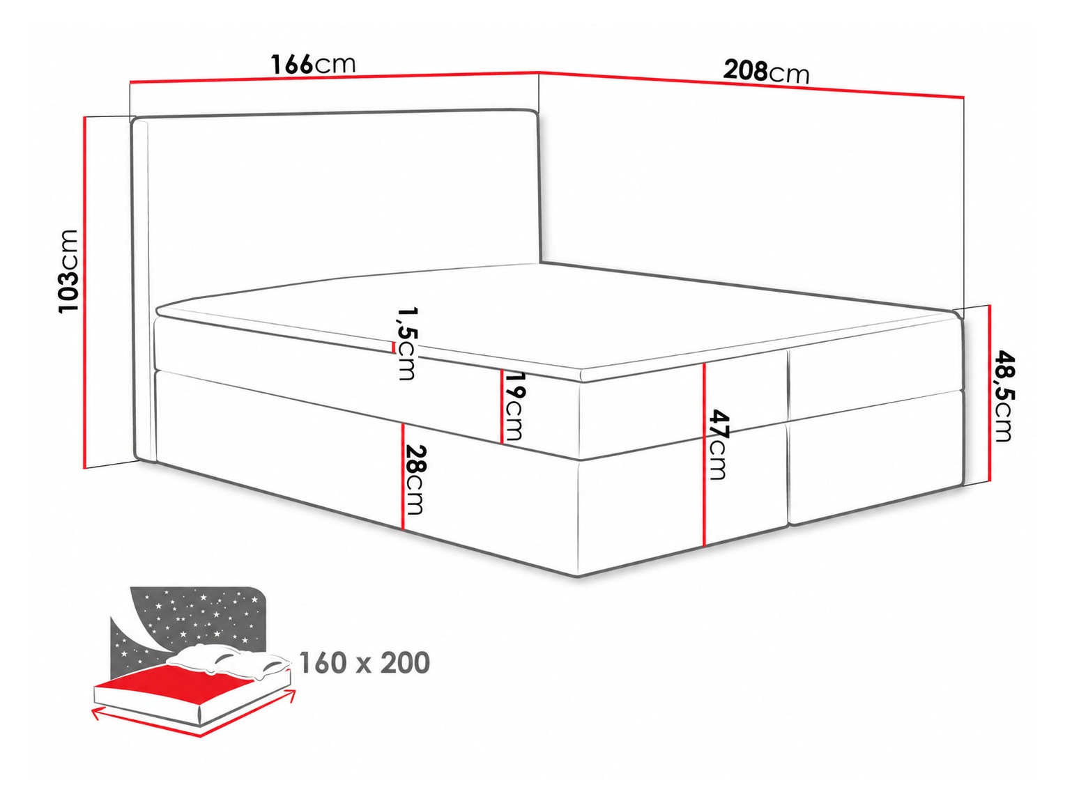 Pat boxspring Nix (Velluto 3)