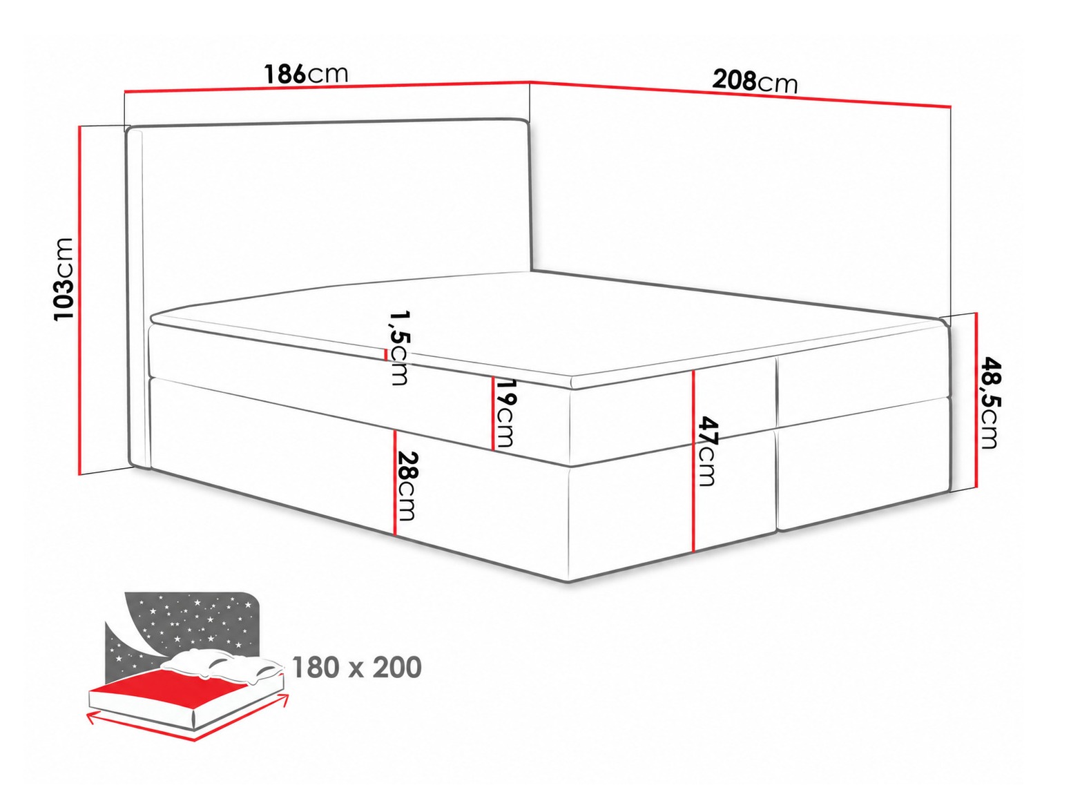 Pat boxspring Nix (Velluto 3)