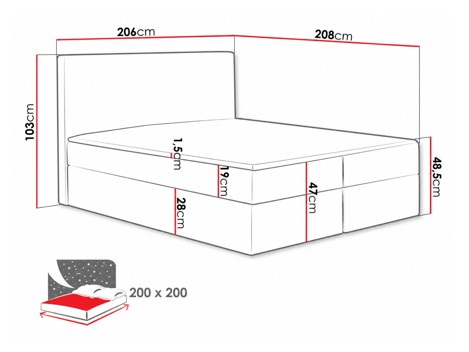 Pat boxspring Nix (Velluto 3)