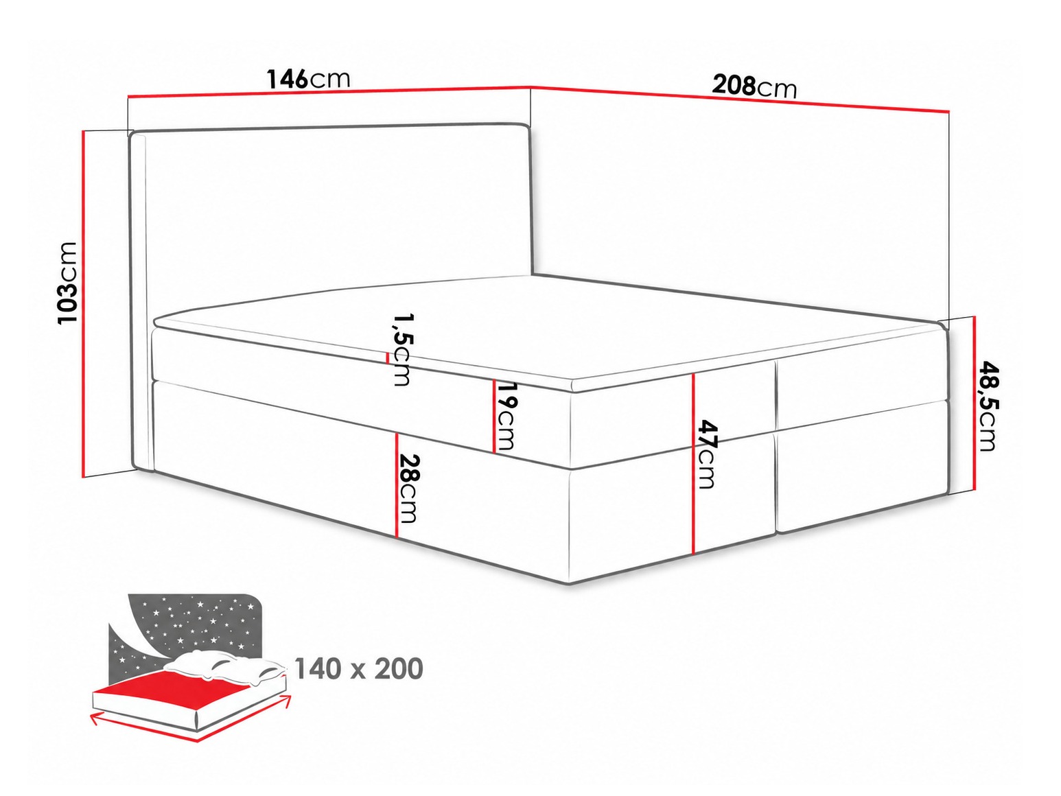 Pat boxspring Nix (Velluto 7)