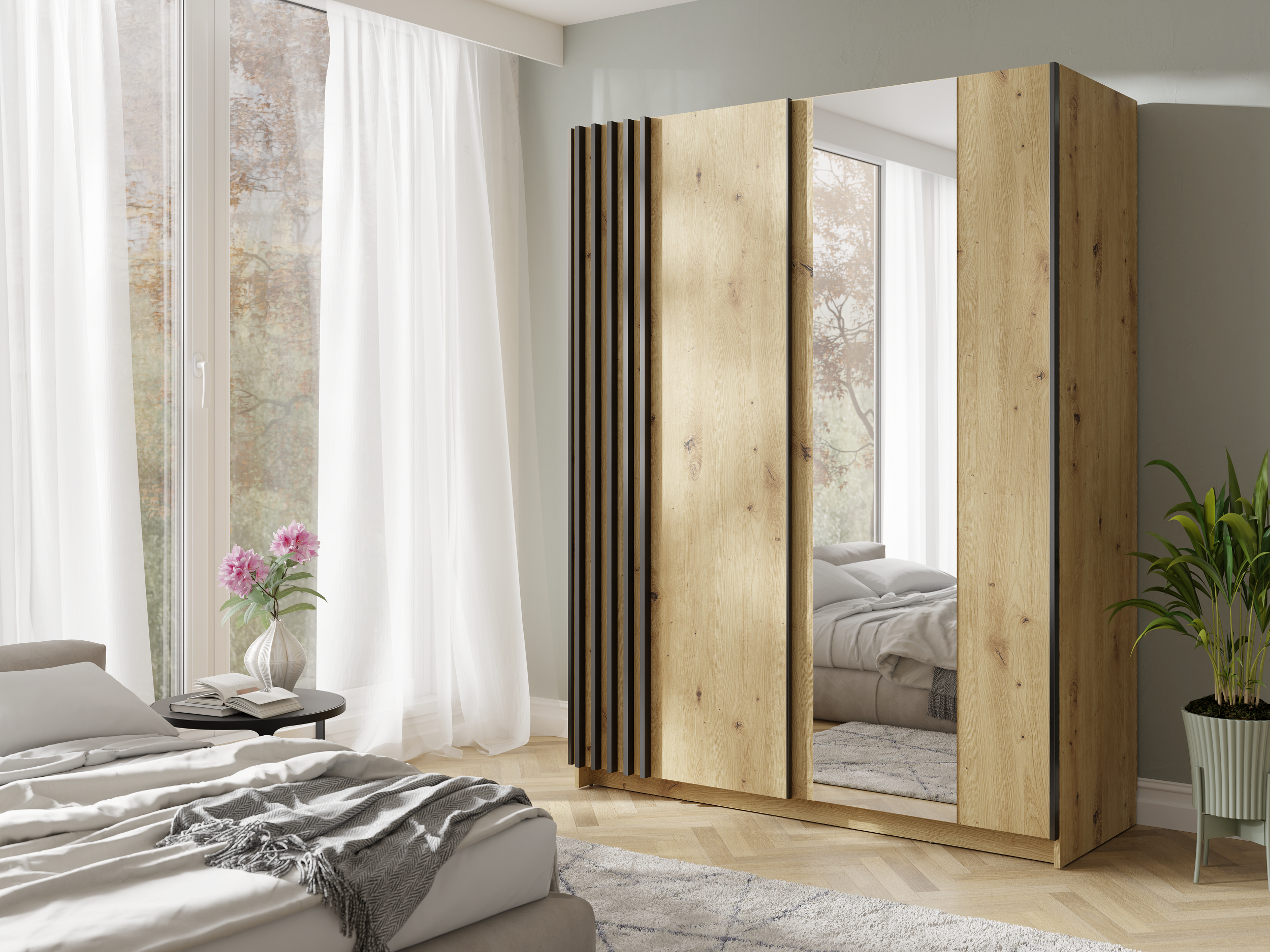 Dulap Baytown 117 (Stejar artizan + Negru)
