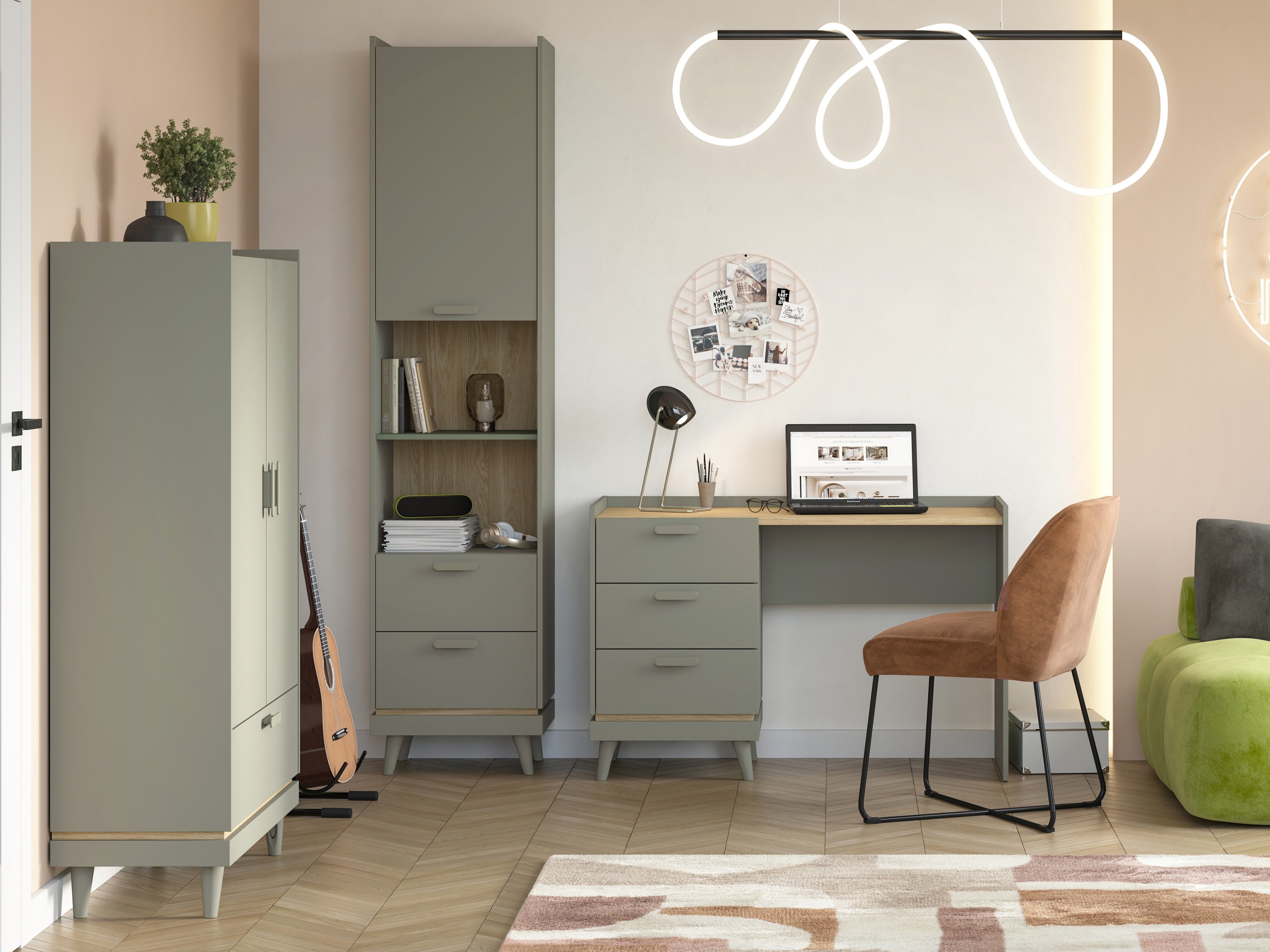 Birou Fertalu 103 (Verde + Stejar)