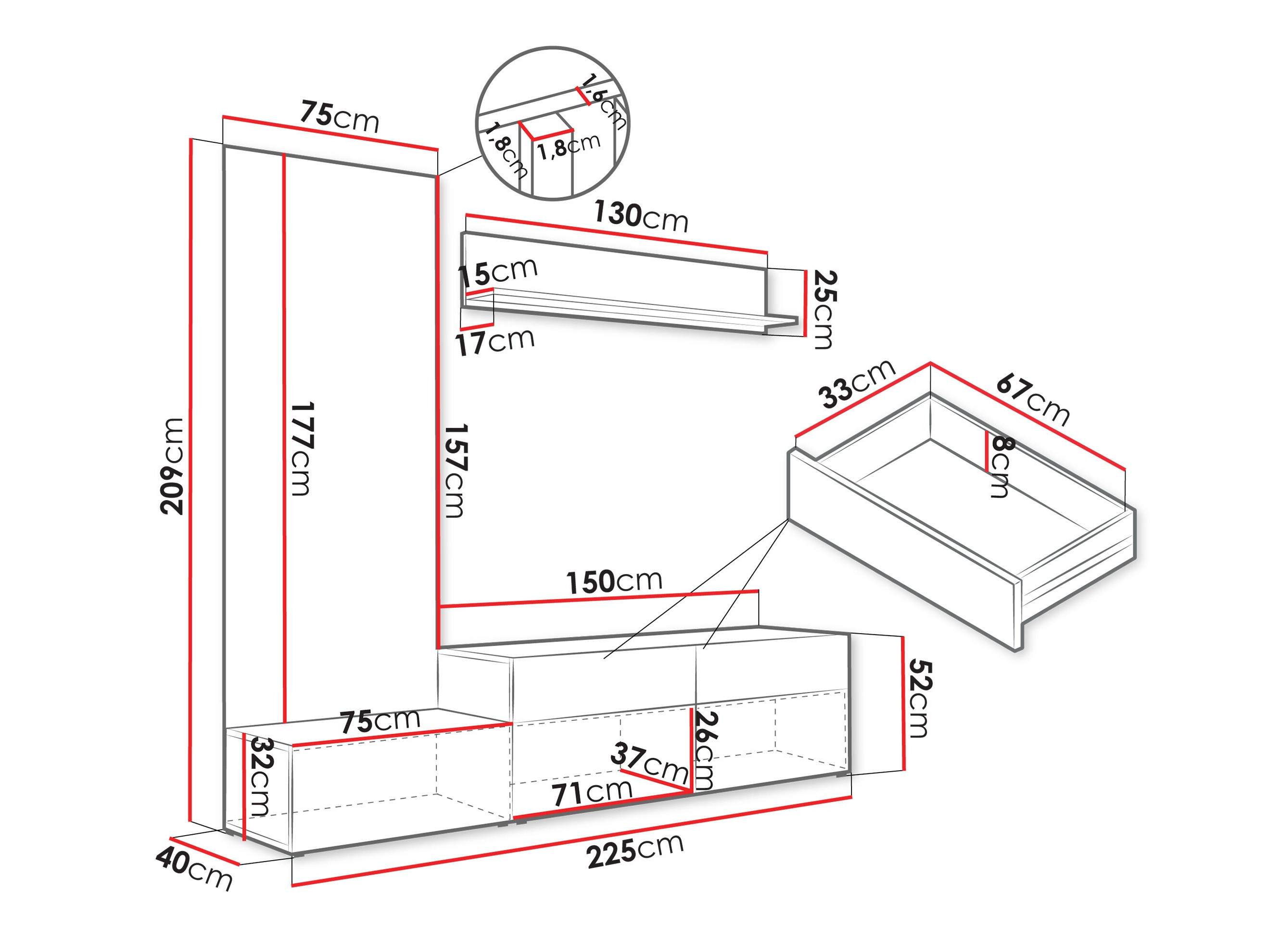 Set de living Comfivo Munium I (Grafit + Stejar)