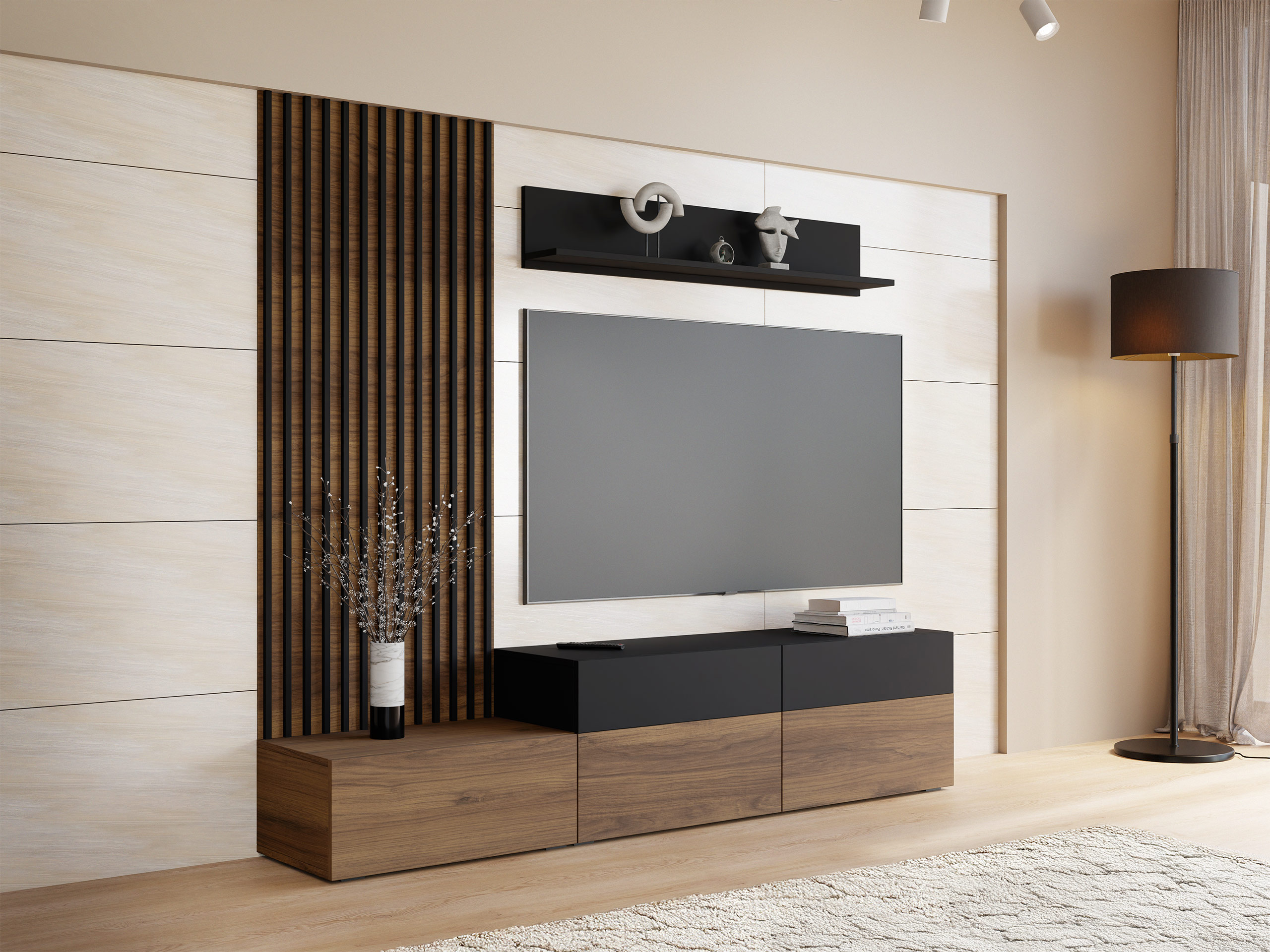 Set de living Comfivo Munium I (Nuc + Negru)