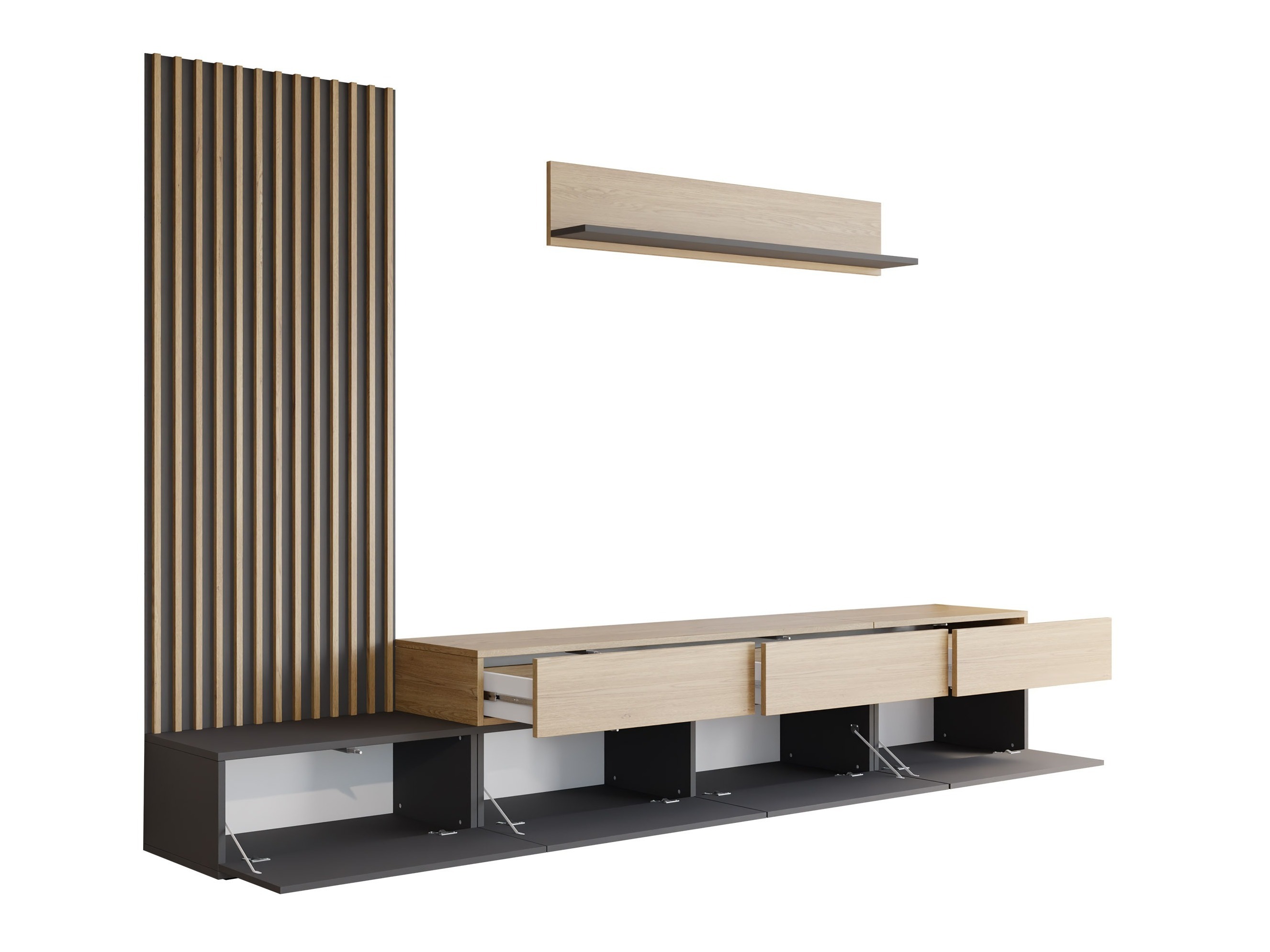 Set de living Comfivo Munium II (Alb + Stejar)