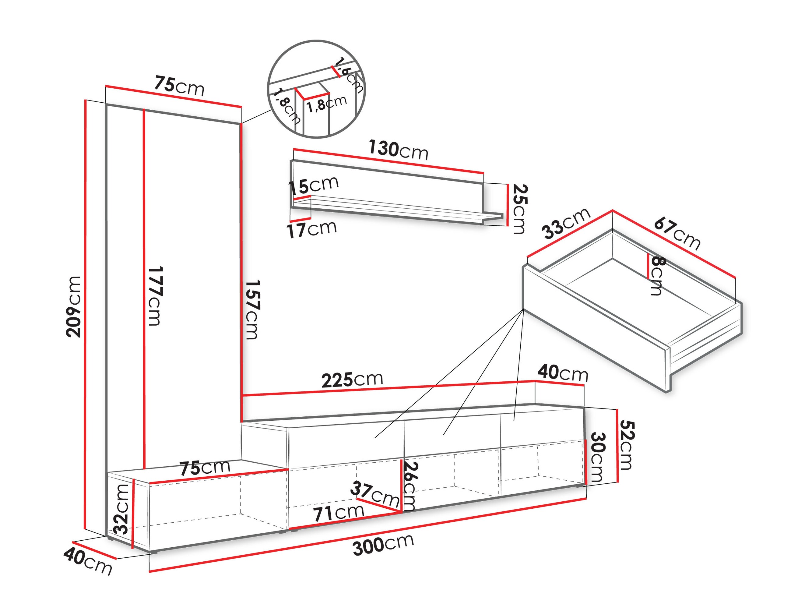 Set de living Comfivo Munium II (Grafit + Stejar)