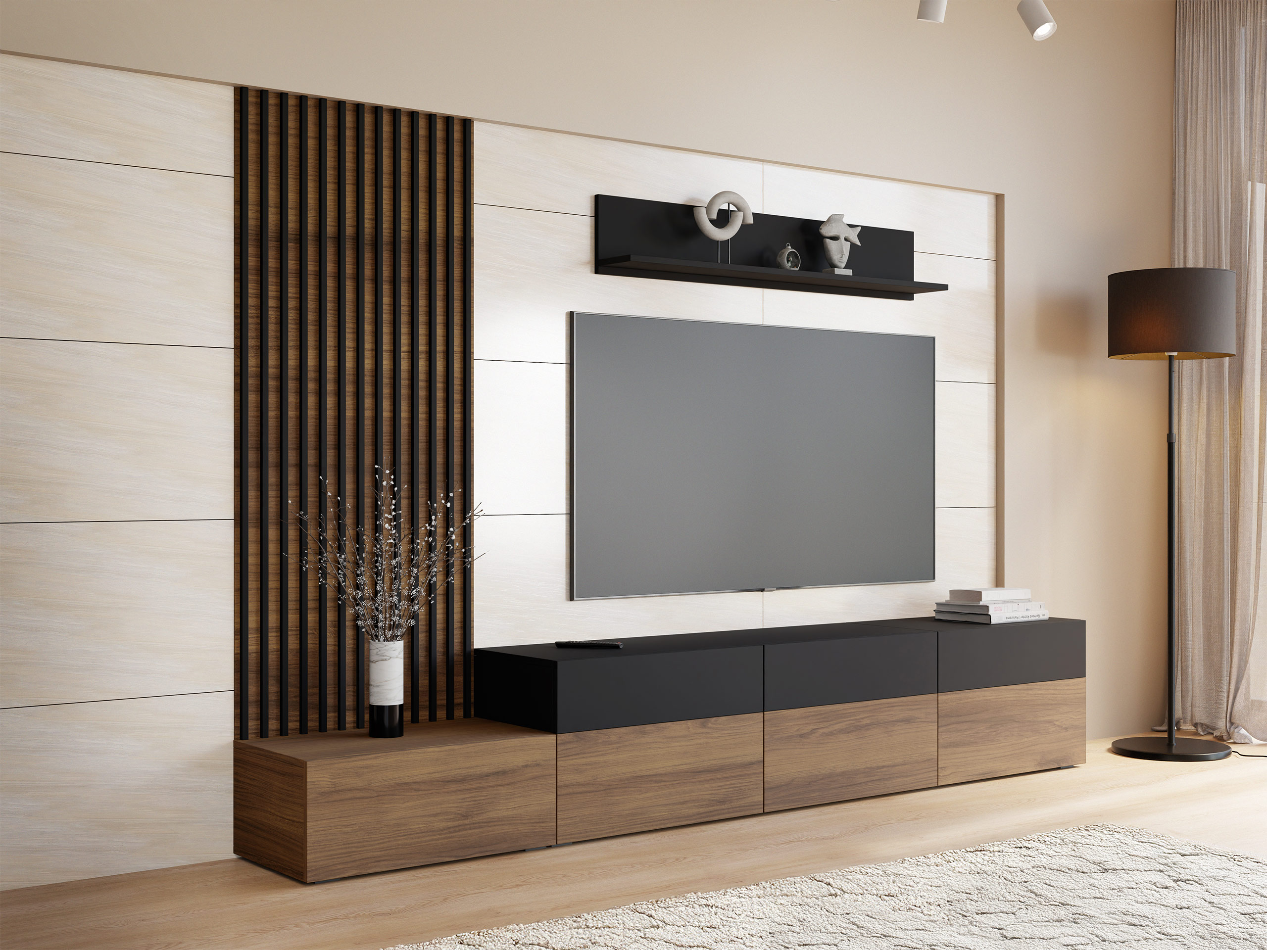 Set de living Comfivo Munium II (Nuc + Negru)
