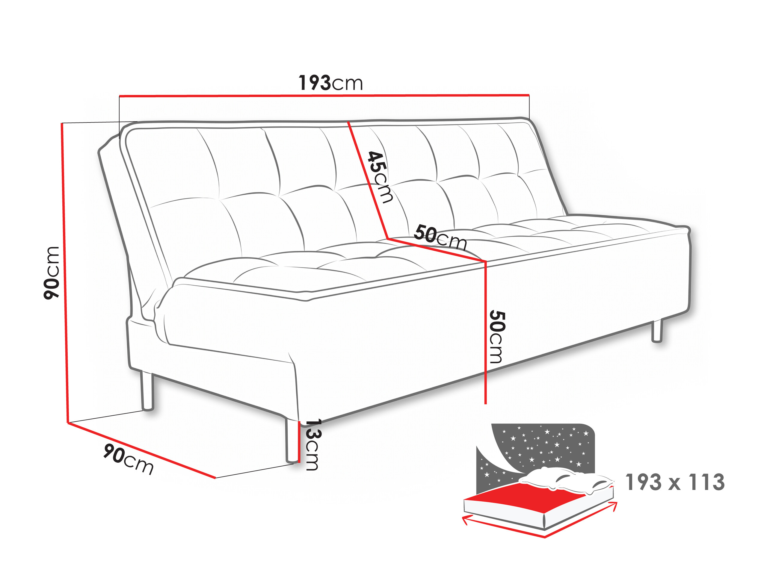Canapea extensibilă Lufkin 149 (Curio 35)
