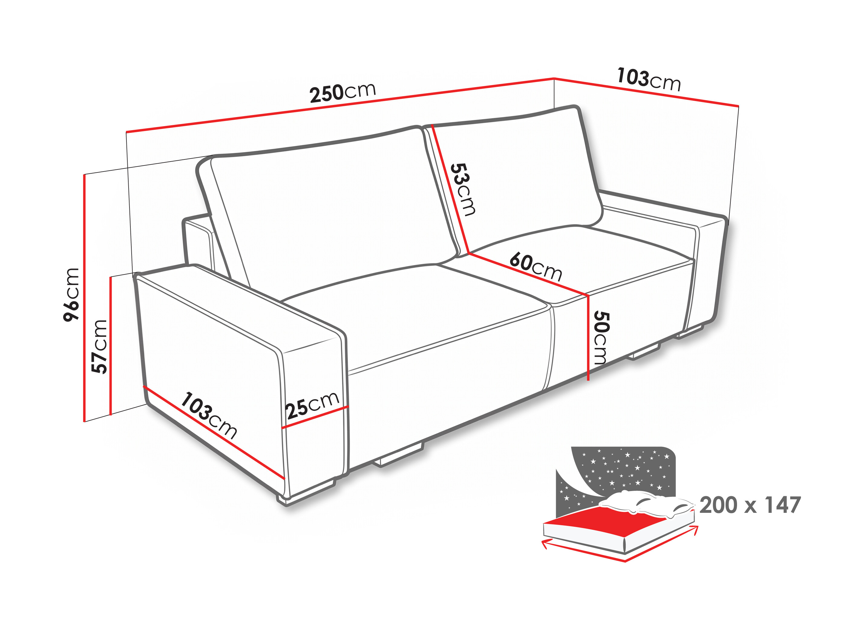 Canapea extensibilă Lufkin 156 (Lincoln 90)