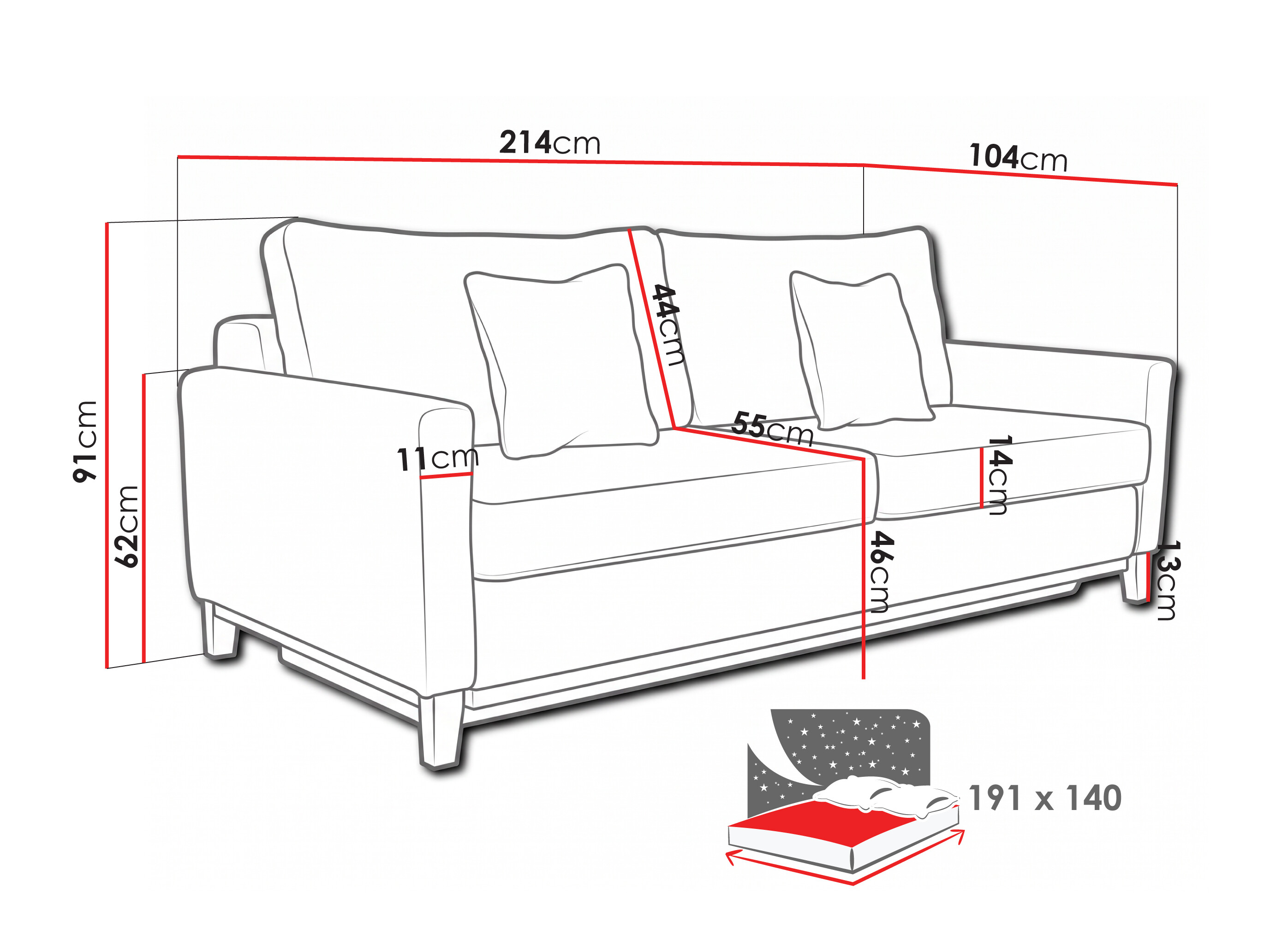 Canapea extensibilă Lufkin 129 (Anafi 6)