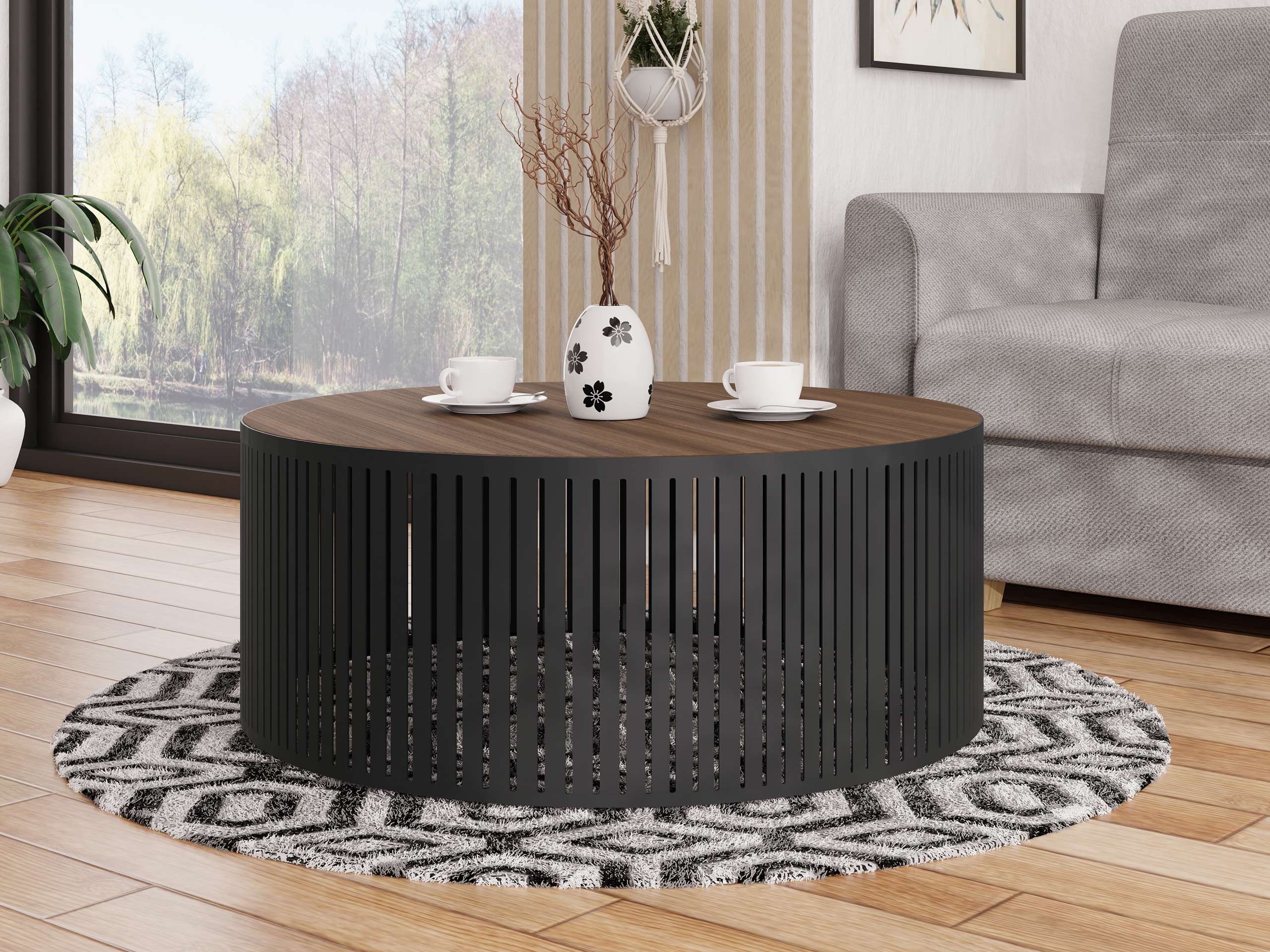 Măsuță de cafea Prunis (Nuc + Negru)