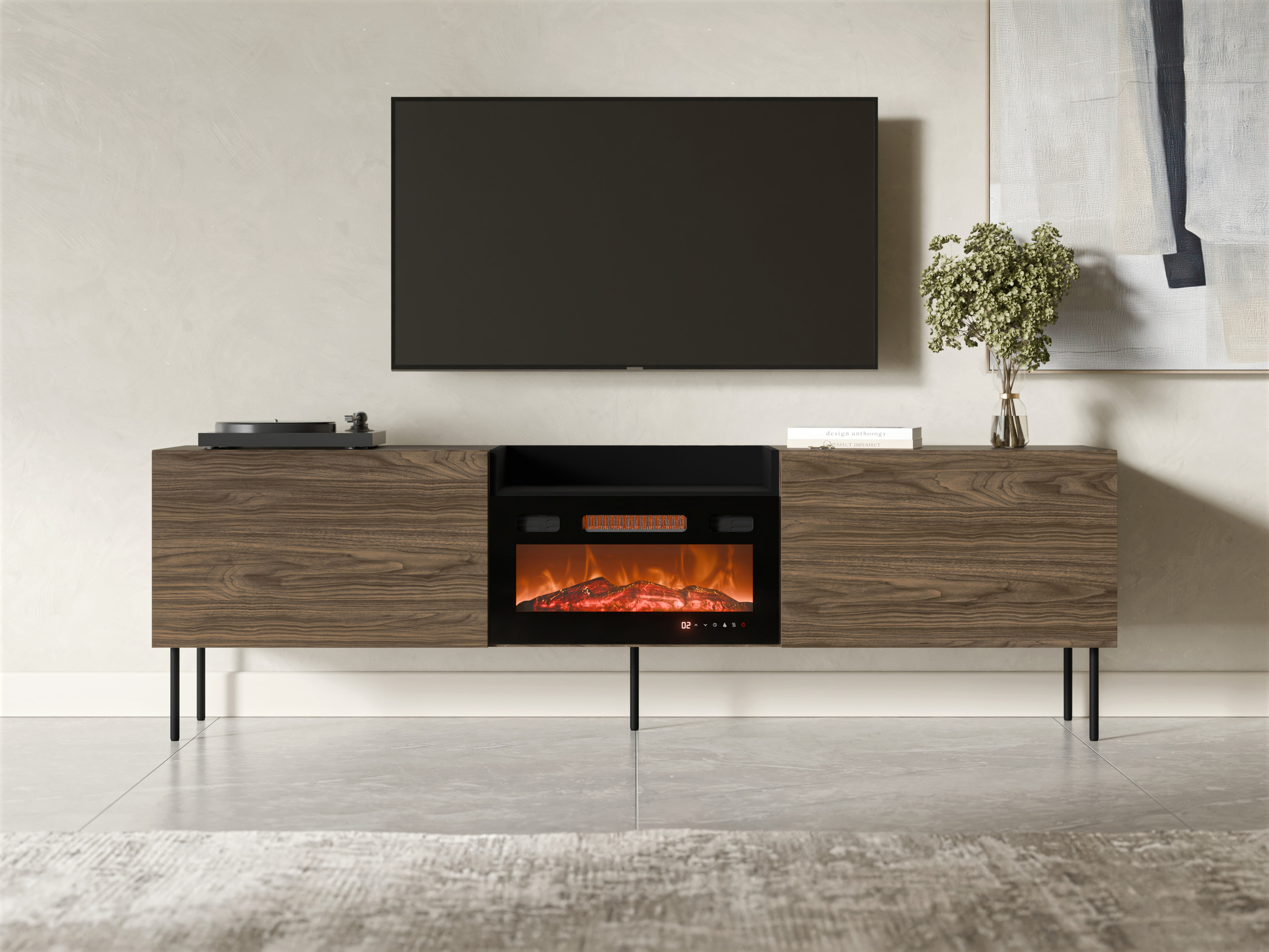 Comodă TV Charlotte 216 (Nuc + Negru)