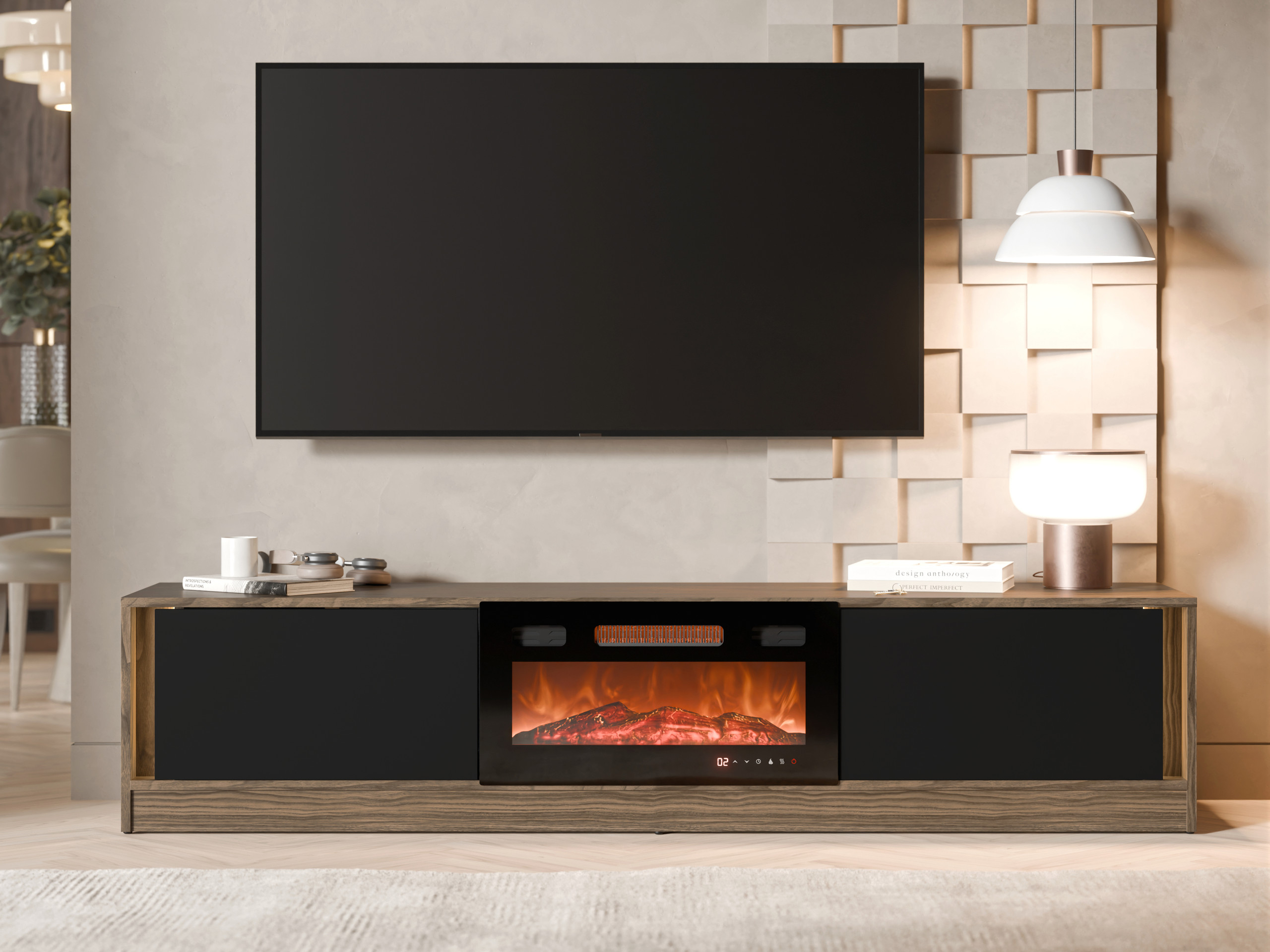Comodă TV Charlotte 217 (Nuc + Negru)